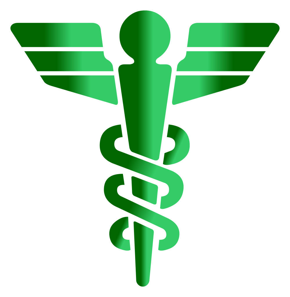 green caduceus, wings, intertwined snakes, SD Phone Wallpaper