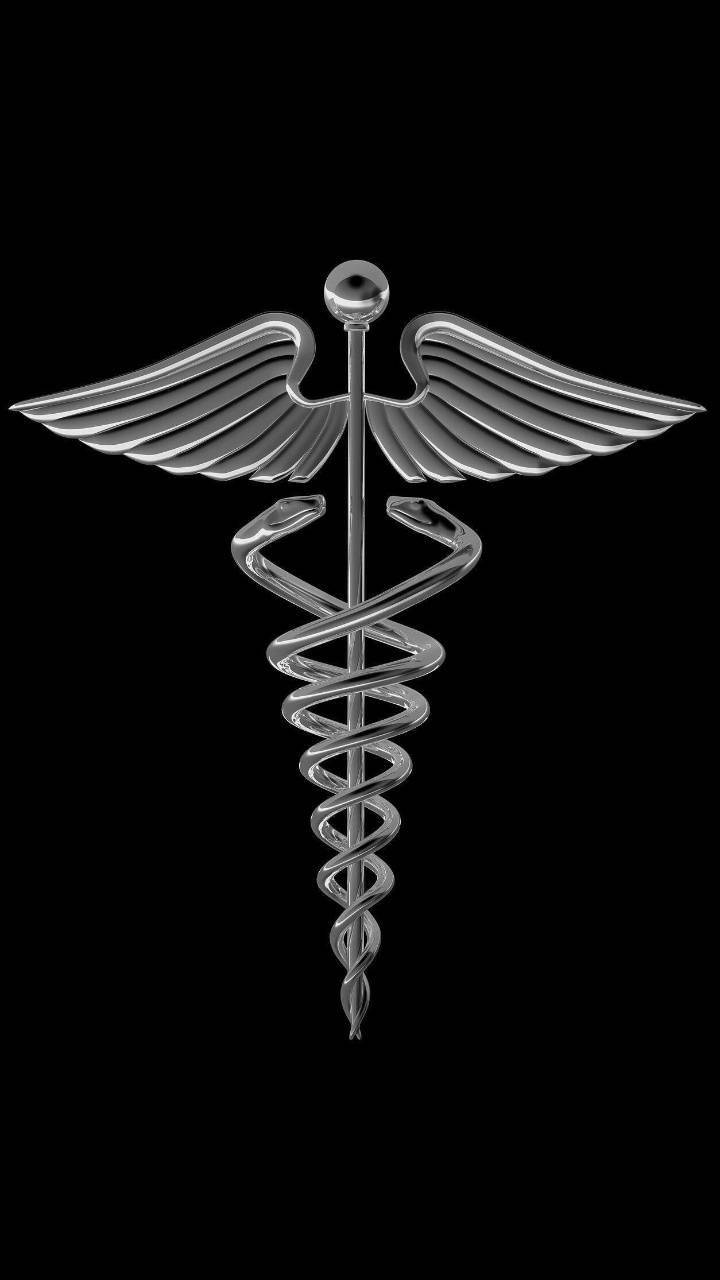 caduceus, silver, black, HD Phone Wallpaper