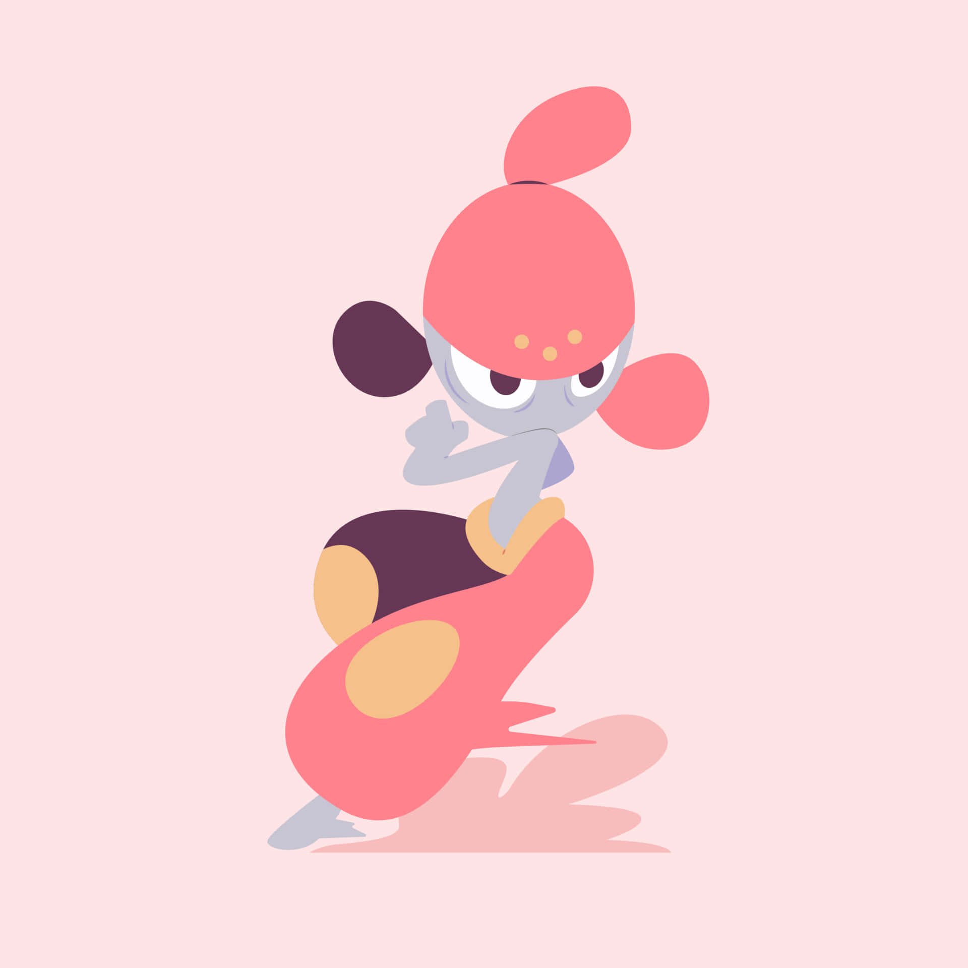 Medicham, pink ears, red hat, Full HD Desktop Wallpaper