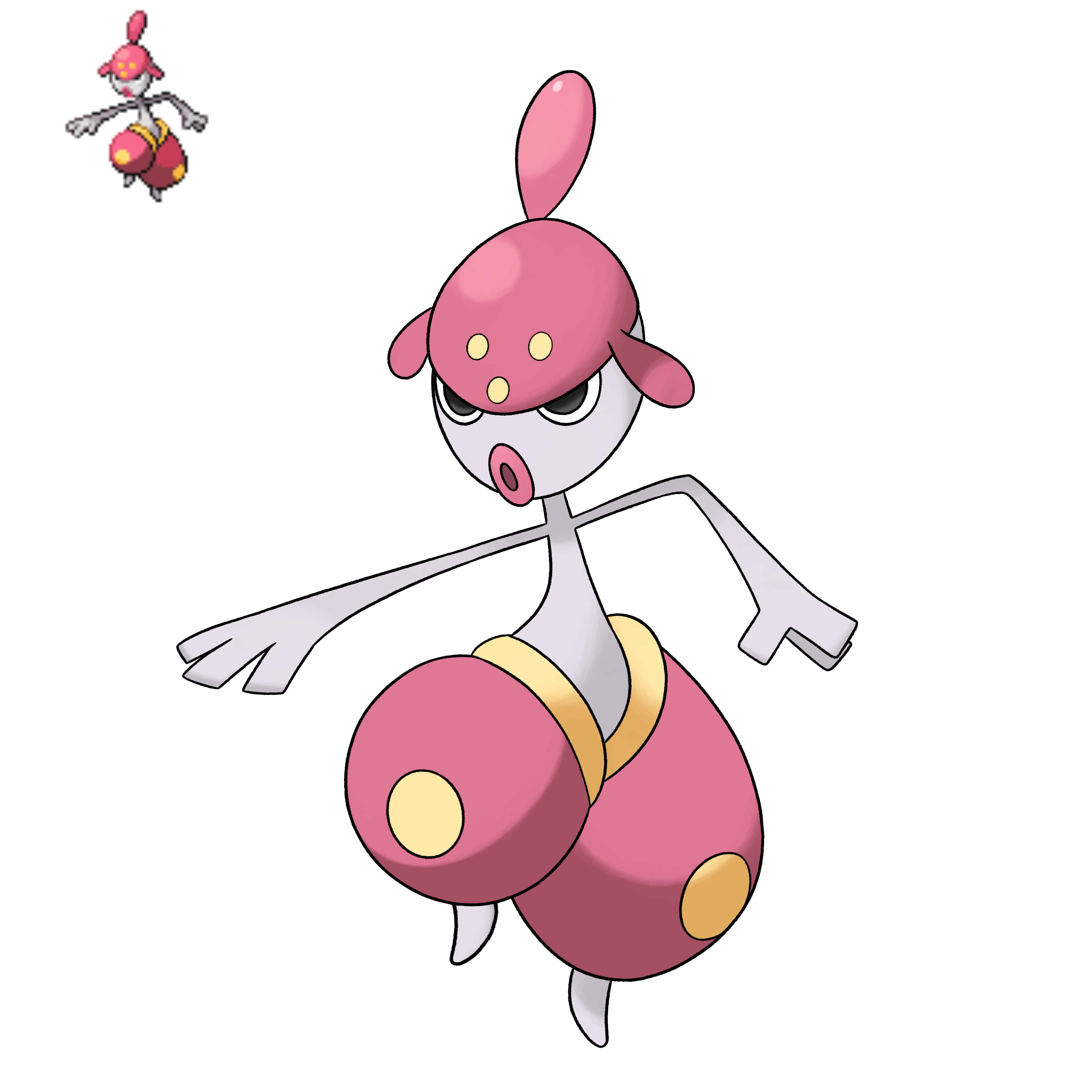 Medicham, pink and white, long limbs, 2K Desktop Wallpaper