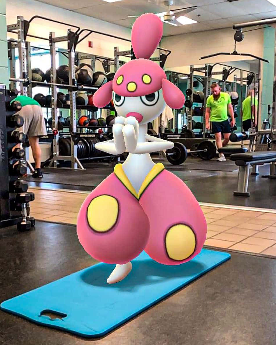 Medicham, pink anime-style, yoga pose, SD Phone Wallpaper