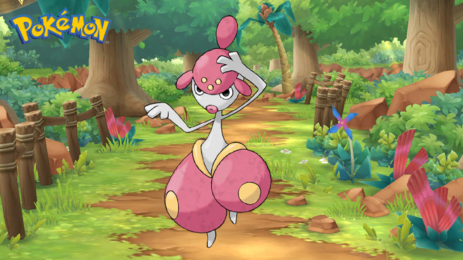 Medicham, pink, large eyes, HD Desktop Wallpaper