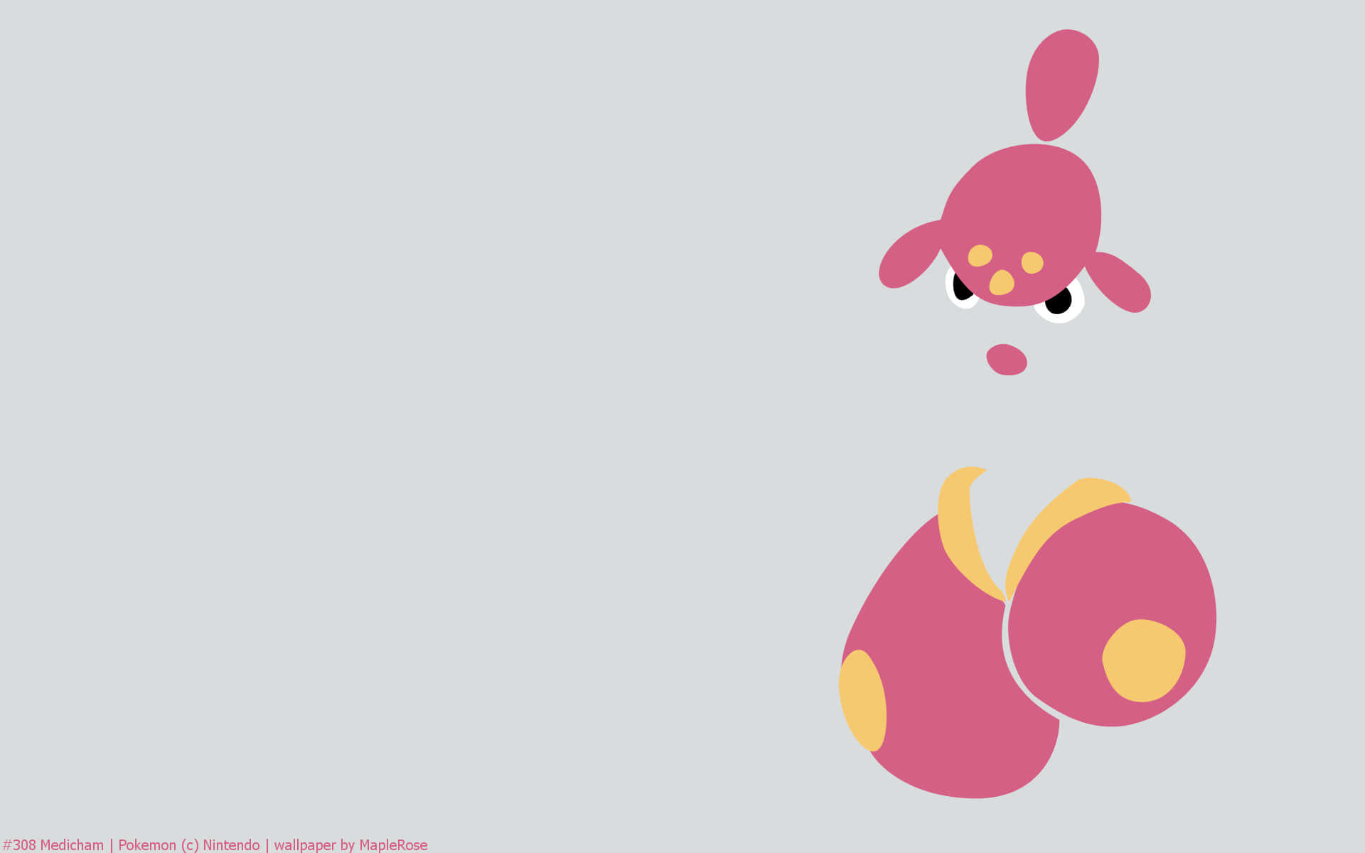 Medicham, pink, yellow accents, Full HD Desktop Wallpaper