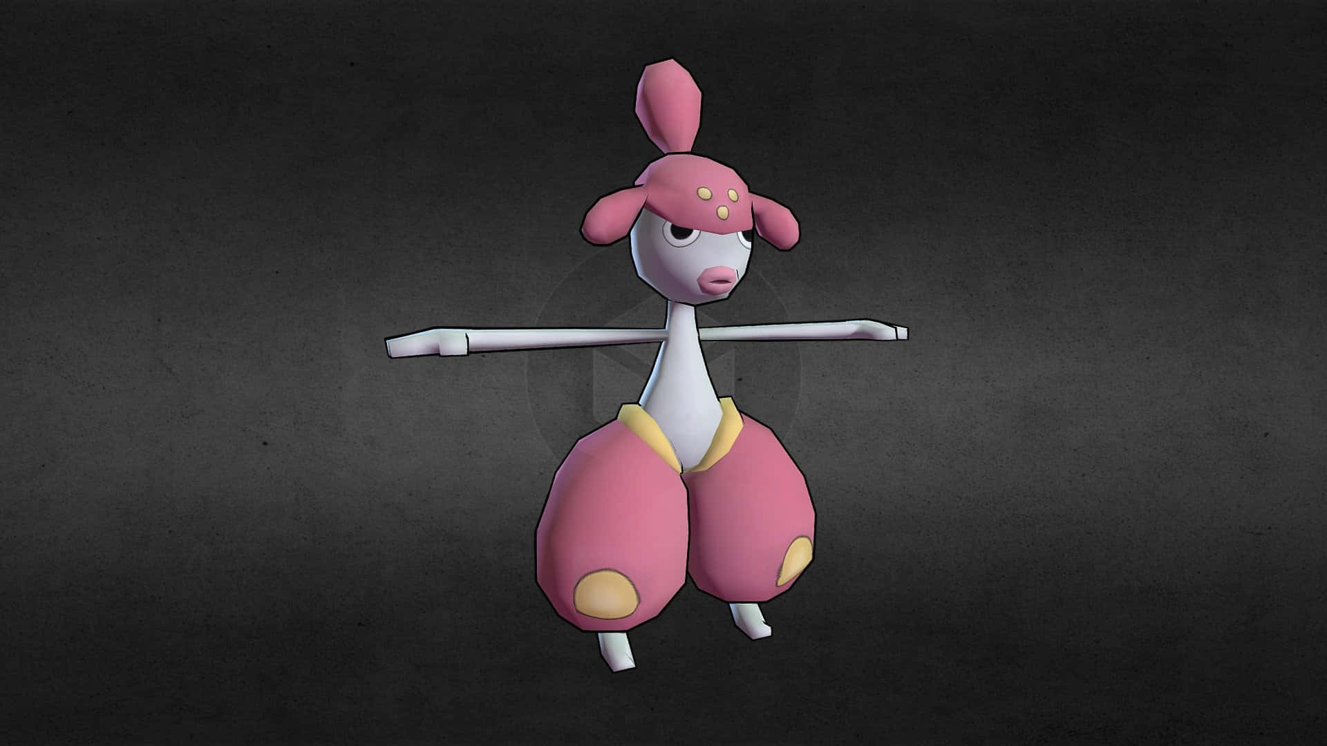 T-Pose Medicham, pink and white, anime-style, Full HD Desktop Wallpaper