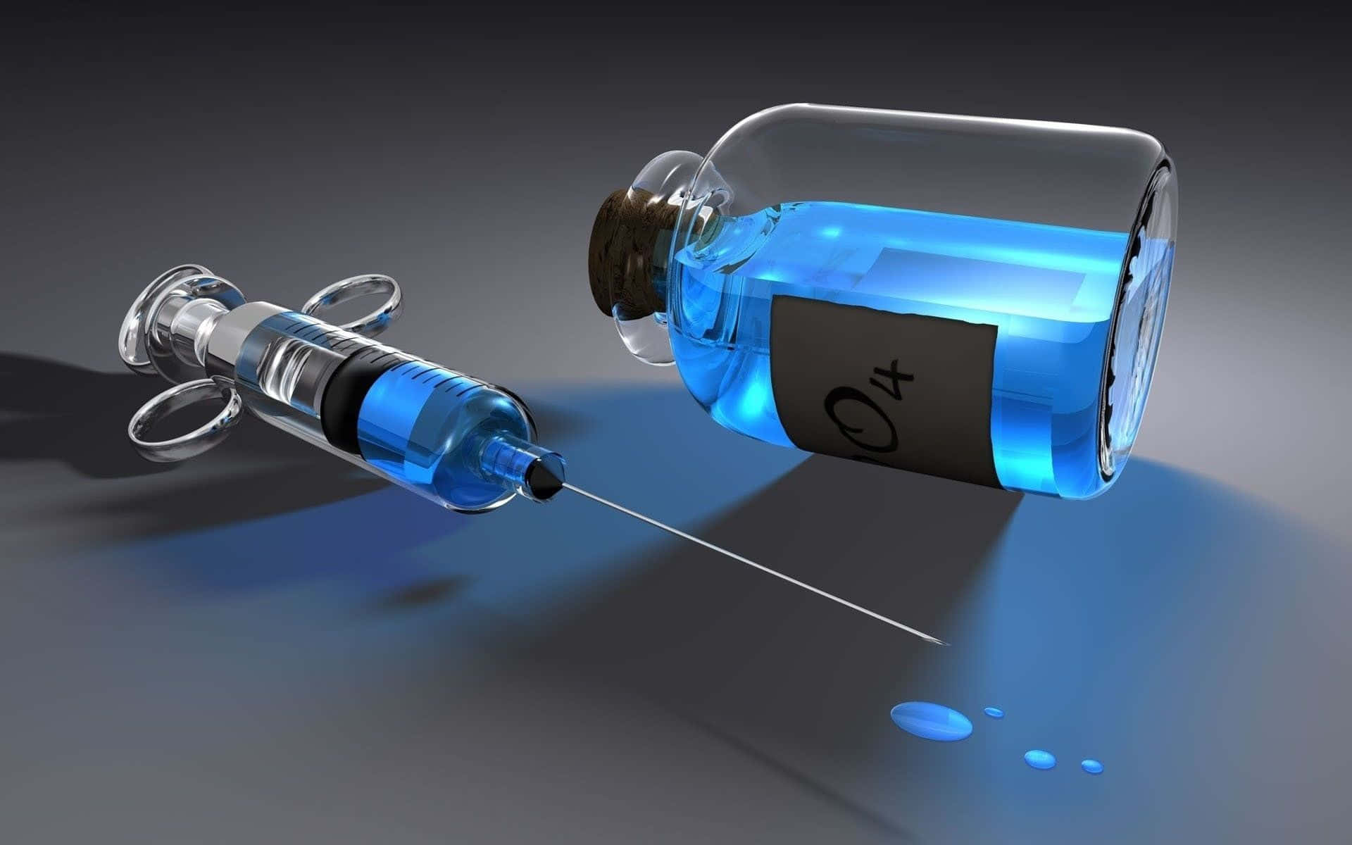 O4, glowing blue liquid, glass vial, Full HD Desktop Wallpaper