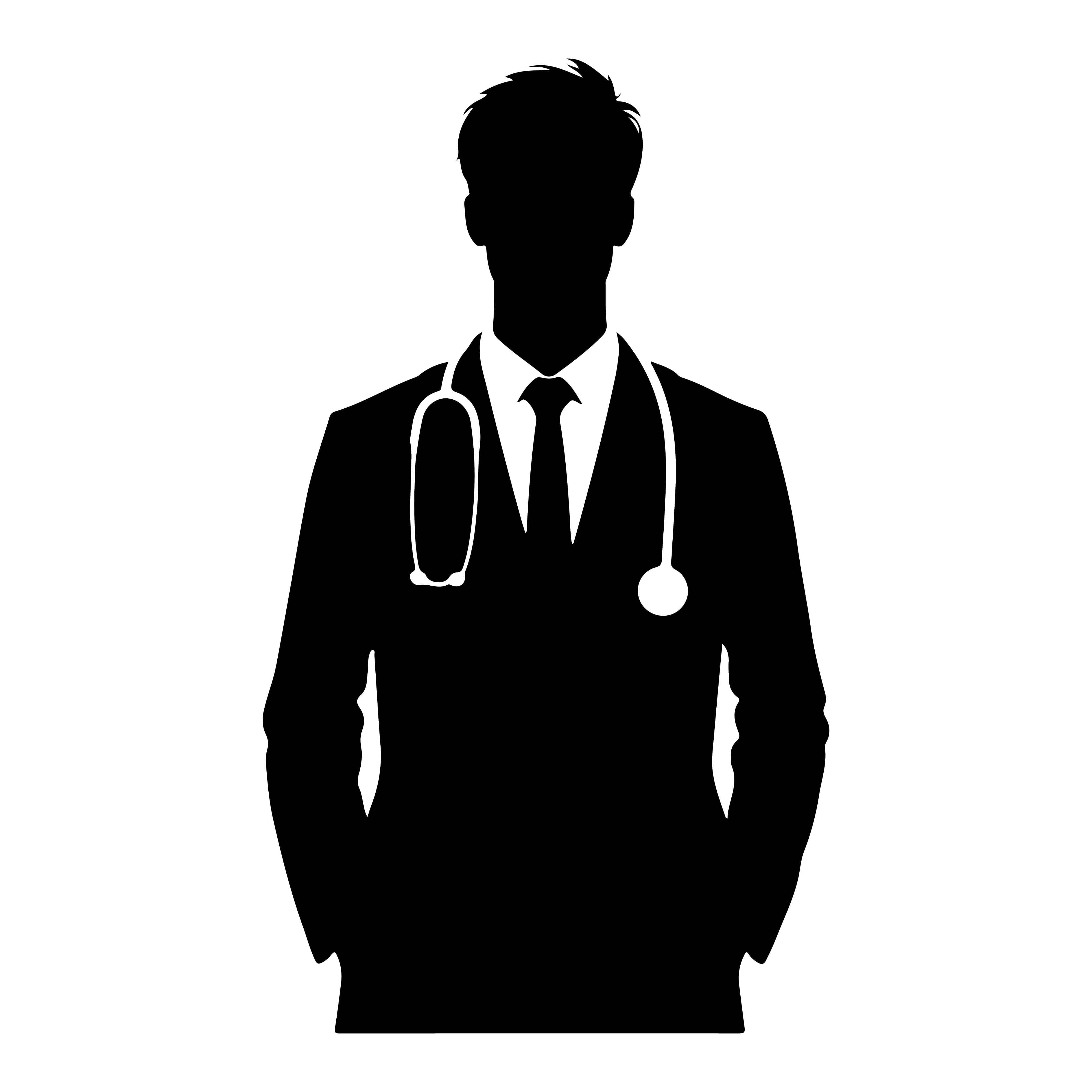 doctor silhouette, stethoscope, white background, 4K Desktop Wallpaper