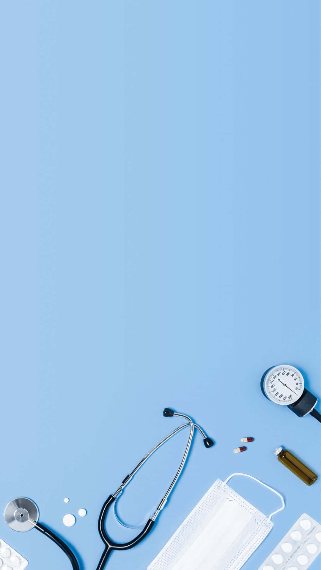 stethoscope, mask, blood pressure gauge, Full HD Phone Wallpaper