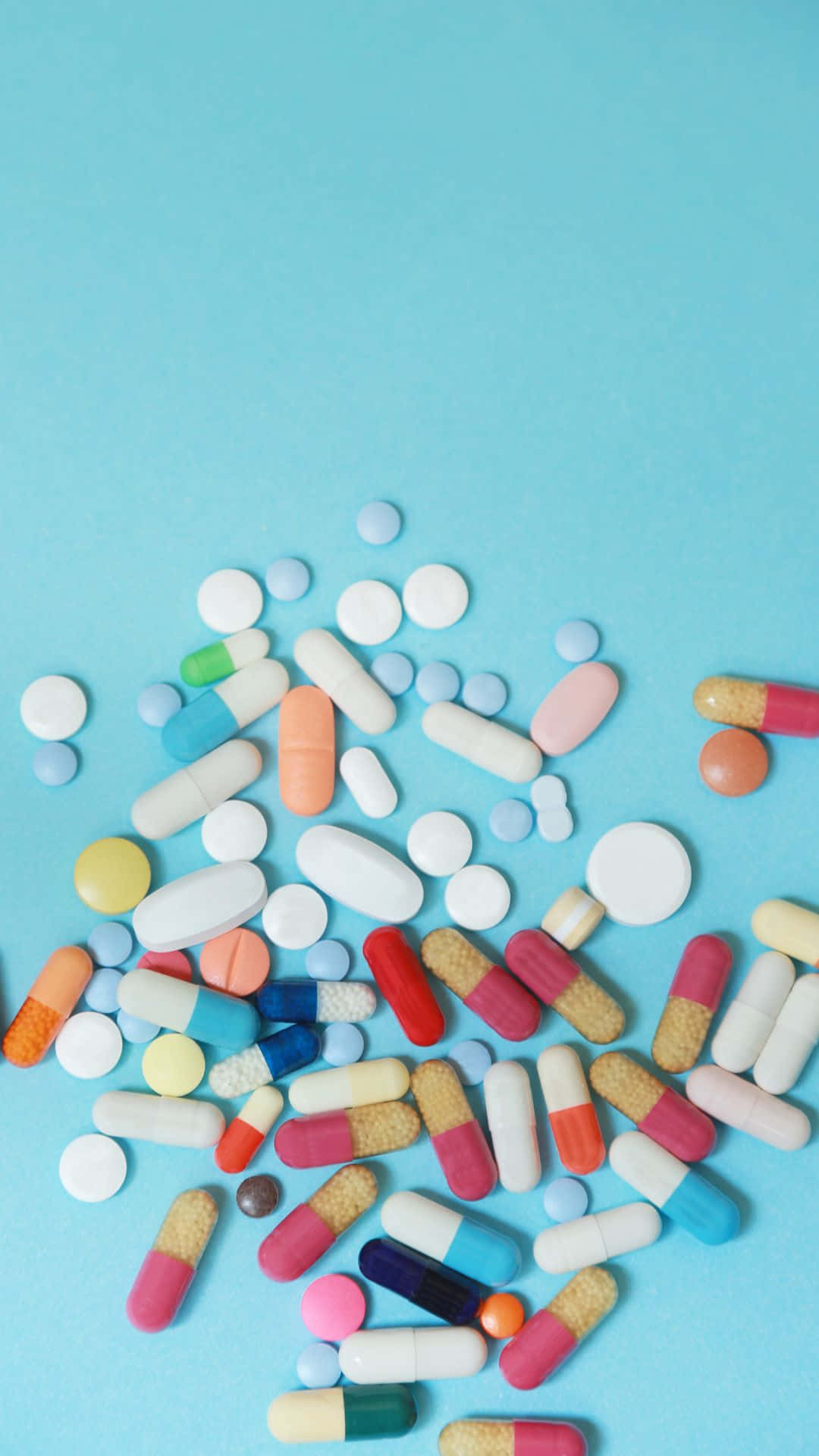 assorted medications, blue background, pills, Full HD Phone Wallpaper