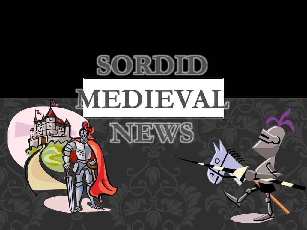 Sordid Medieval News, knight with red cape, jester on horseback, SD Desktop Wallpaper