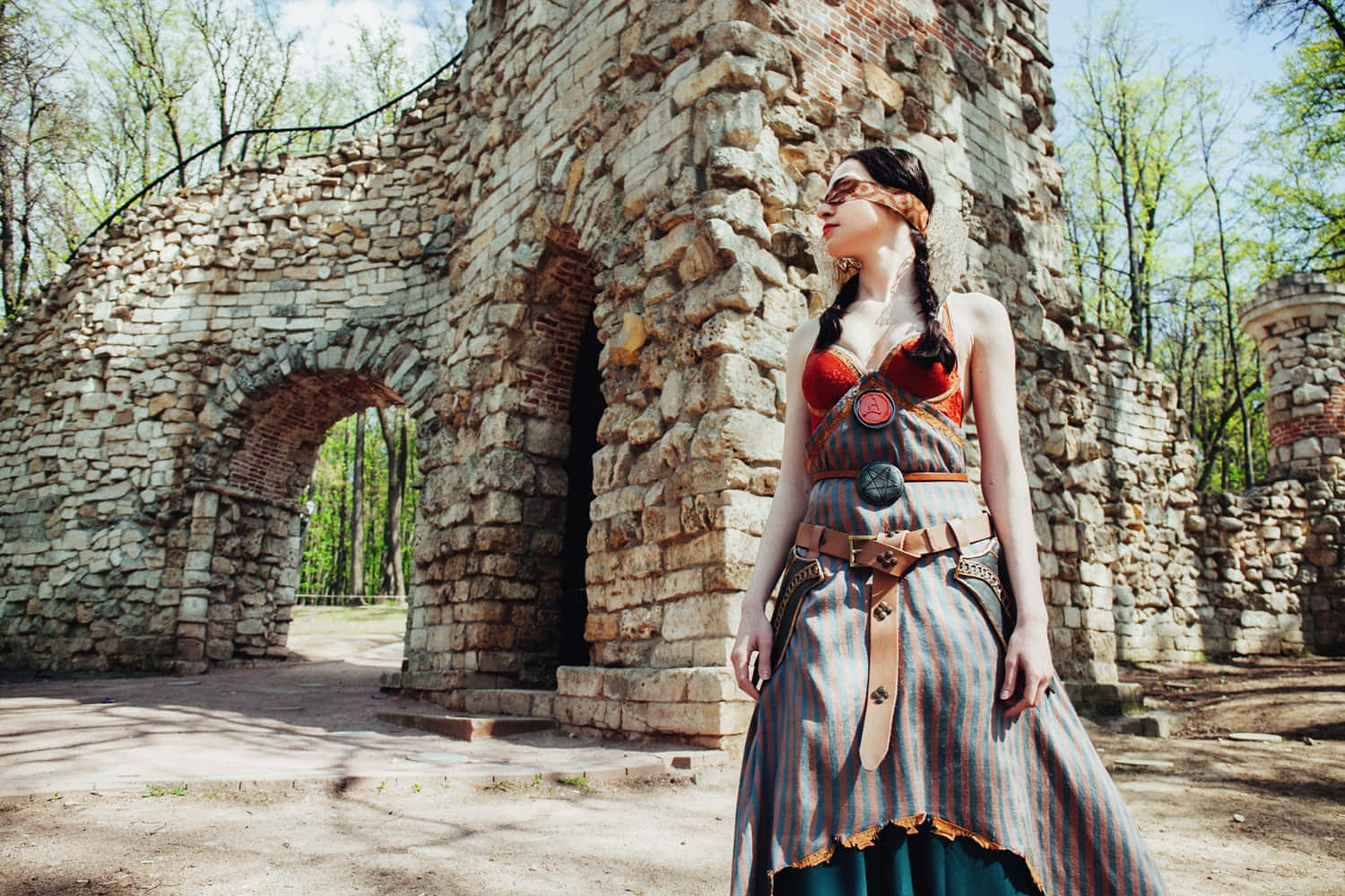 Medieval Fantasy, cosplay, ruins, HD Desktop Wallpaper
