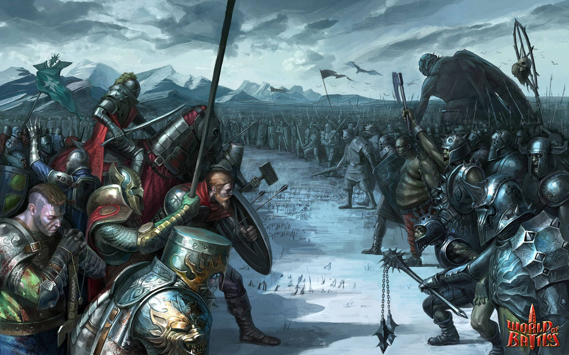 Medieval, knights, snowy battlefield, Full HD Desktop Wallpaper
