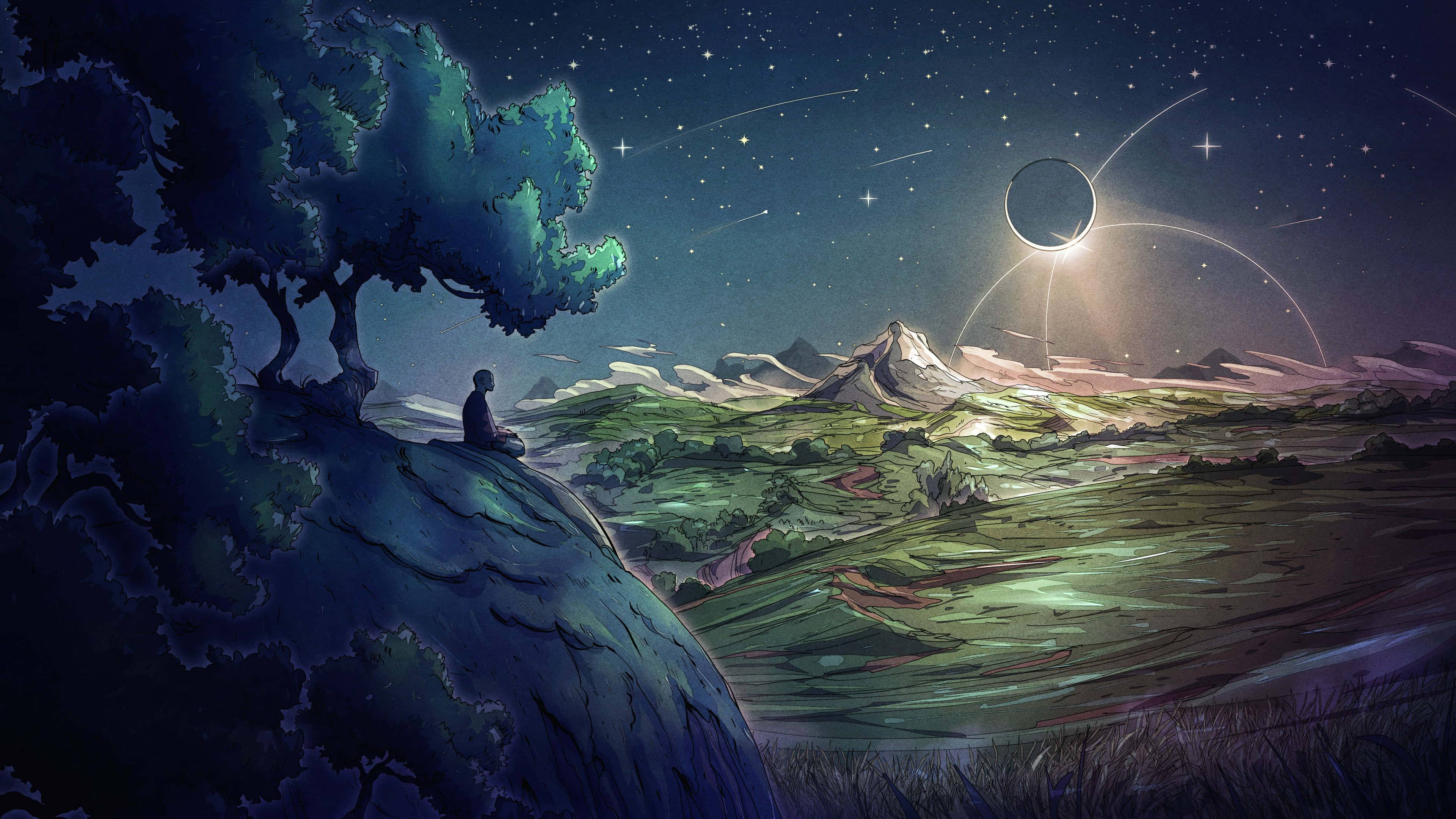 Meditation iPhone, Moon Meditation iPhone, cosmic eclipse, 4K Desktop Wallpaper