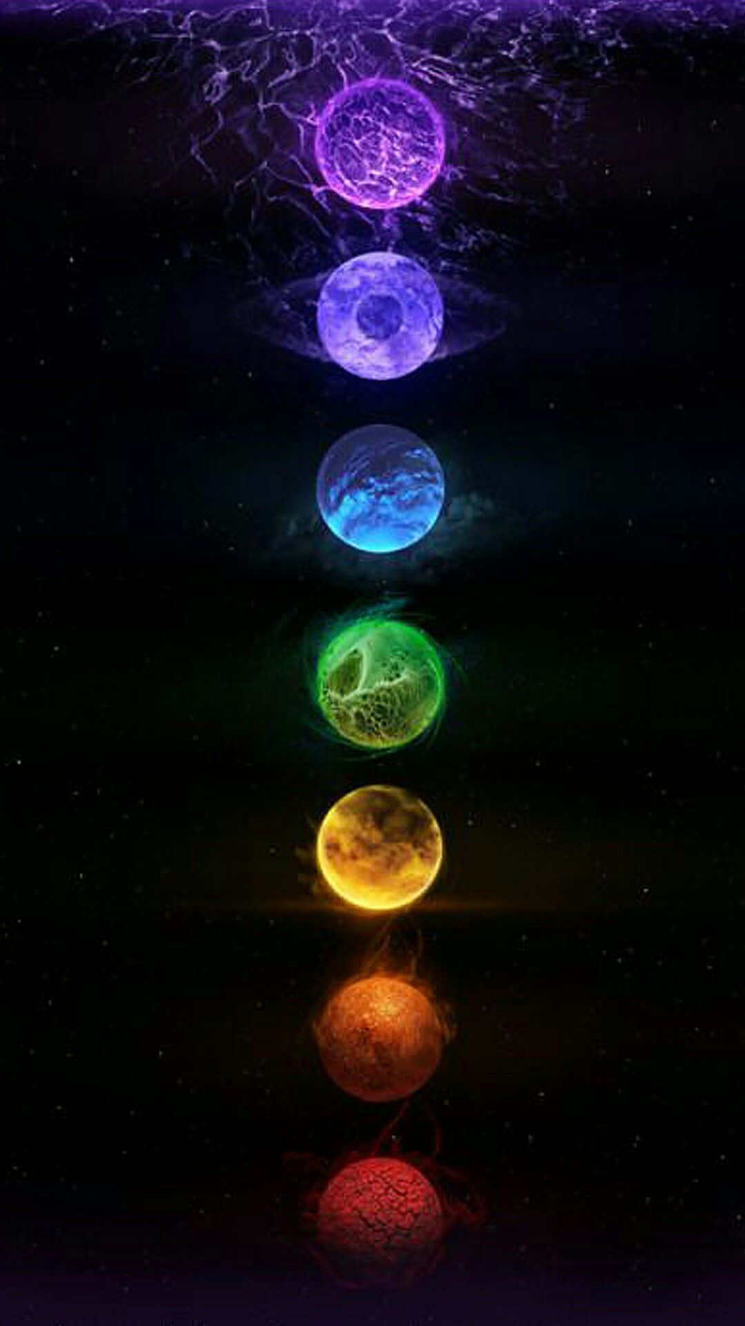 Meditation iPhone, chakra orbs, rainbow hues, Full HD Phone Wallpaper