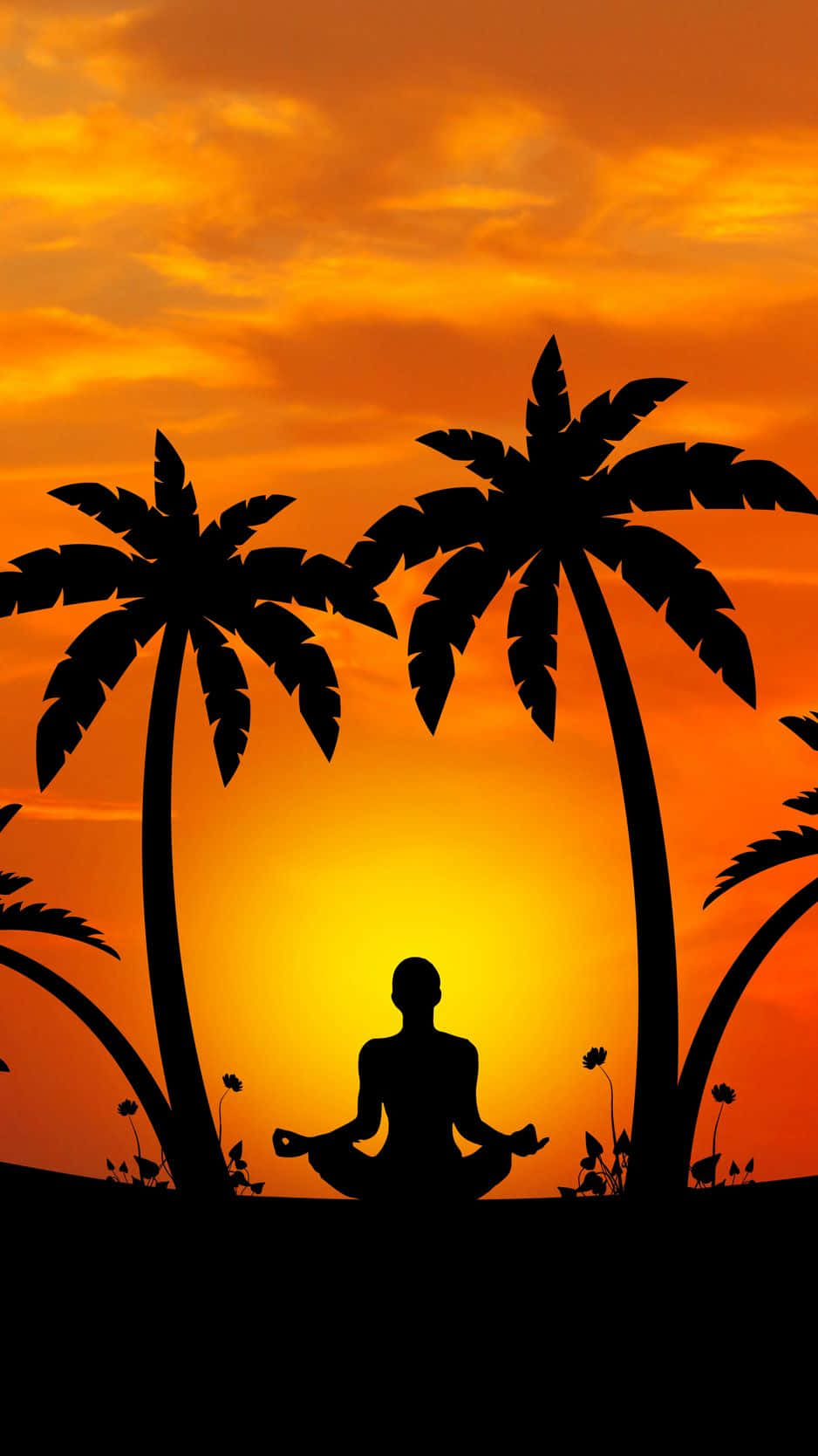 Meditation iPhone, silhouette, person meditating, HD Phone Wallpaper