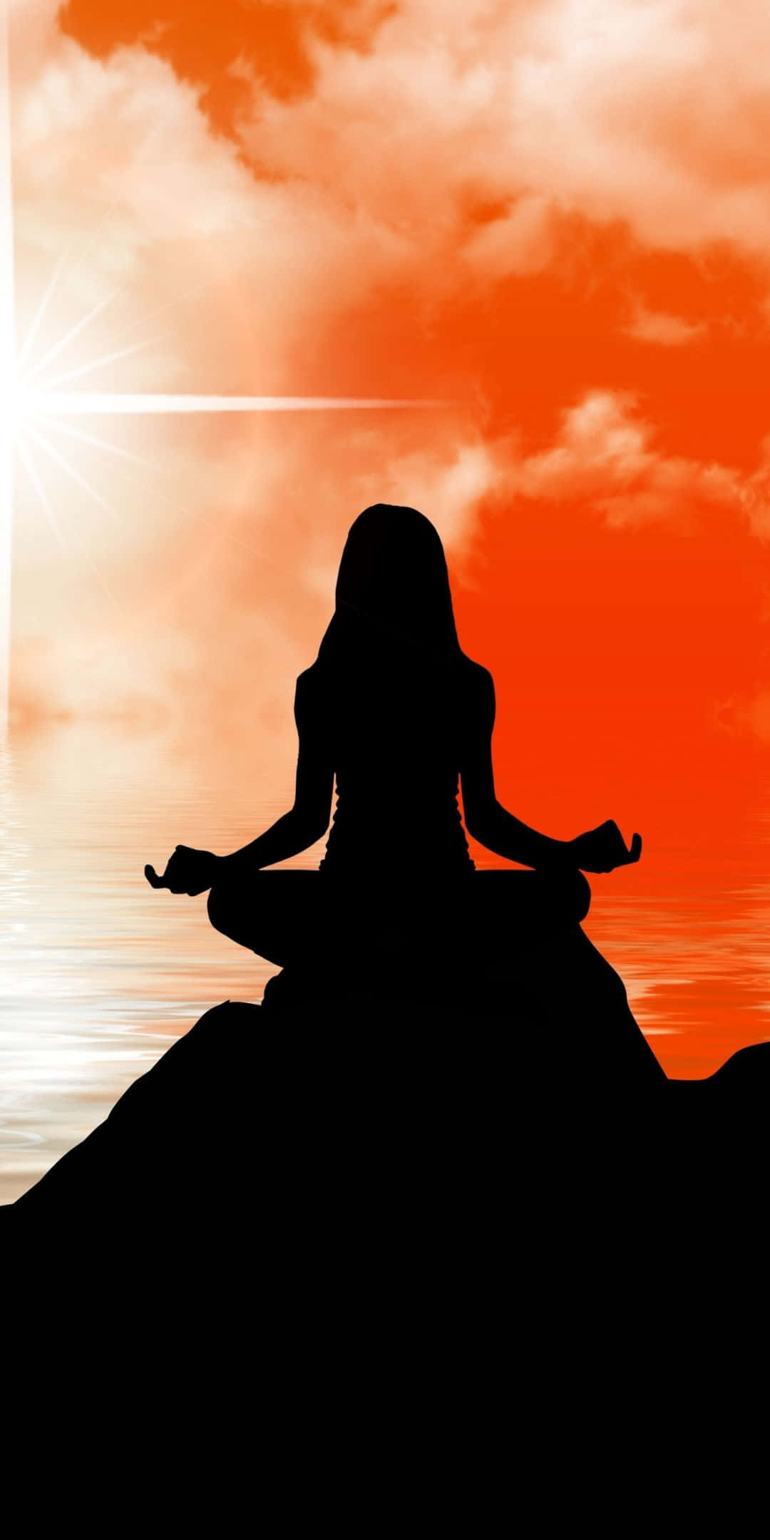 Meditation iPhone, sunset, rock, Full HD Phone Wallpaper