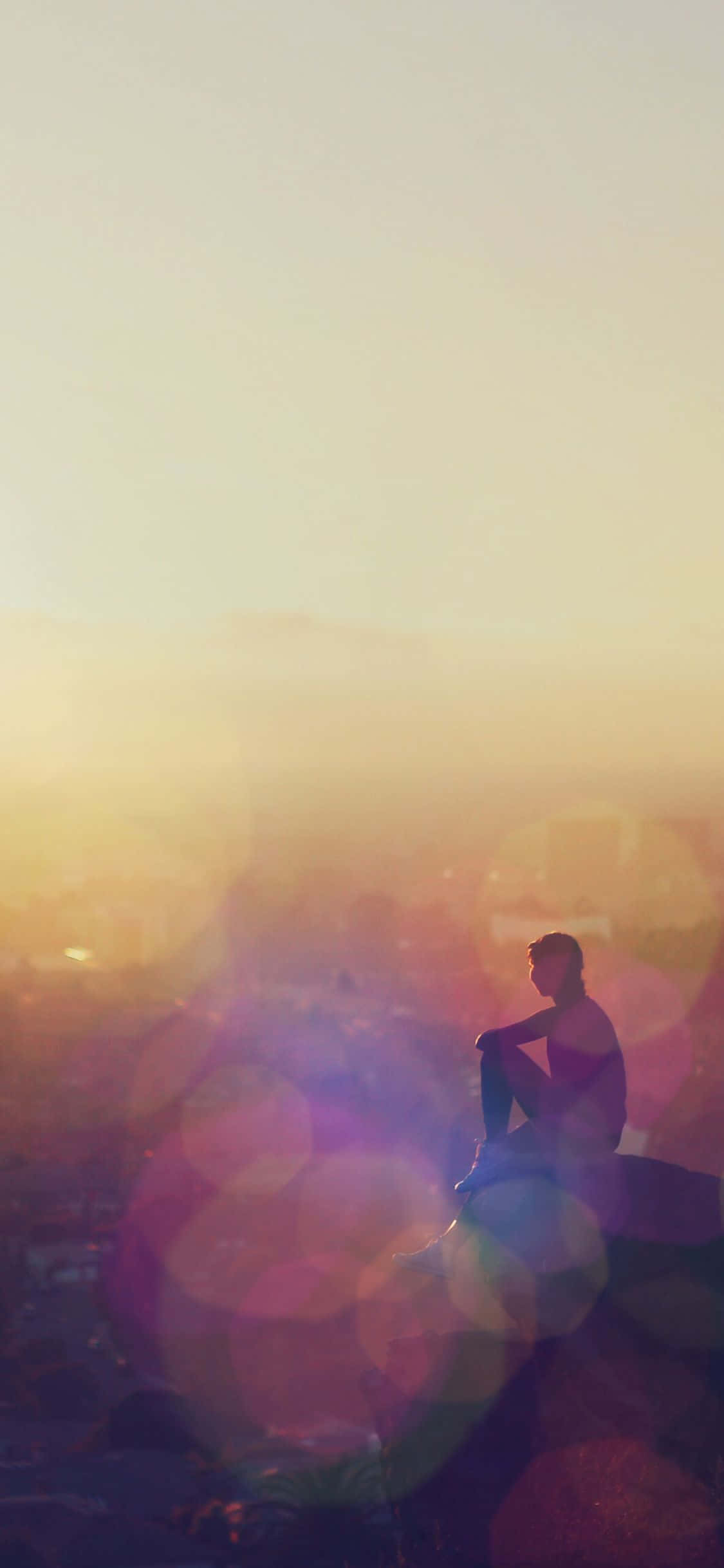 Meditation iPhone, sunset, golden light, Full HD Phone Wallpaper