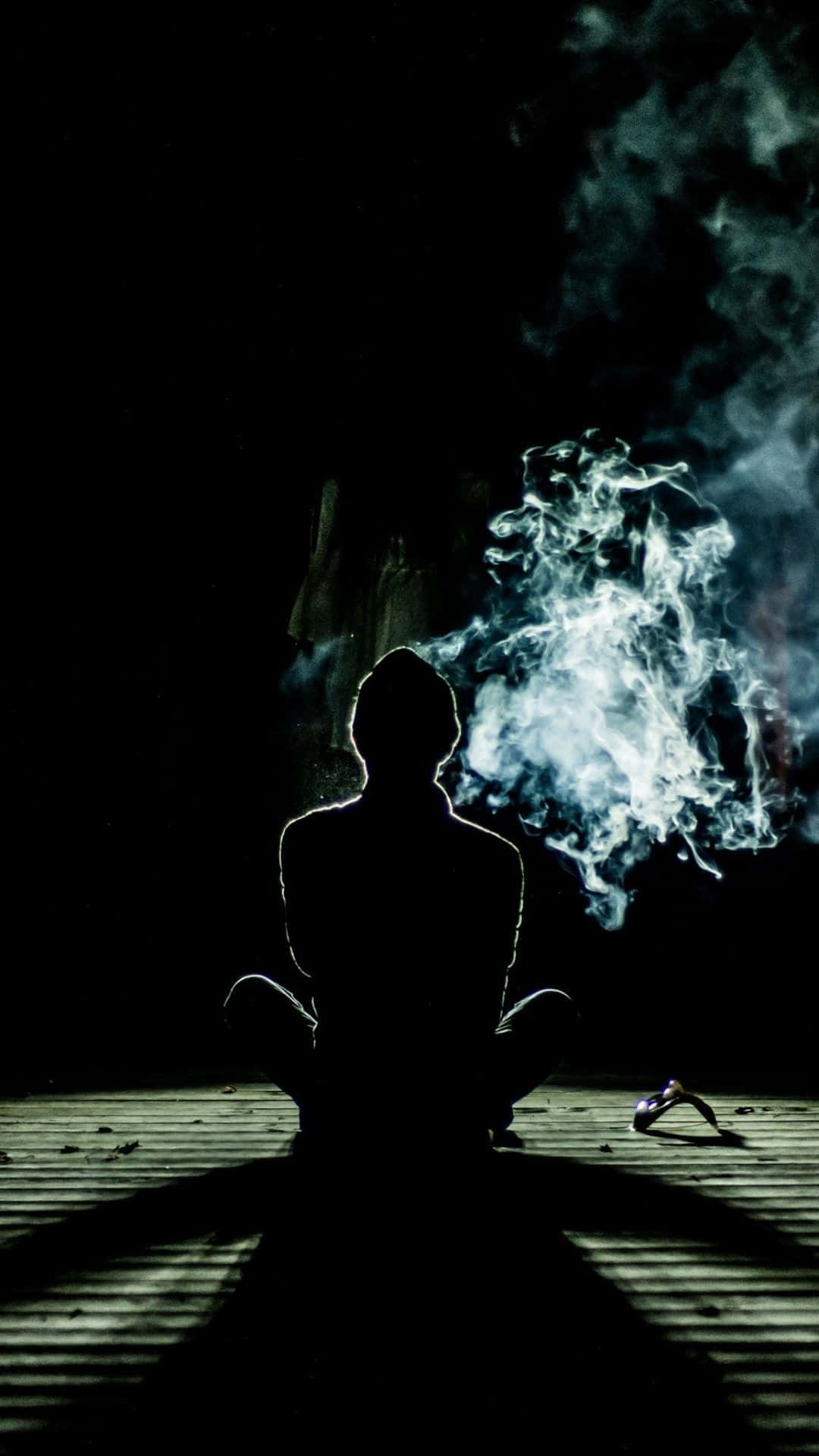 Meditation iPhone, silhouette, cross-legged, Full HD Phone Wallpaper