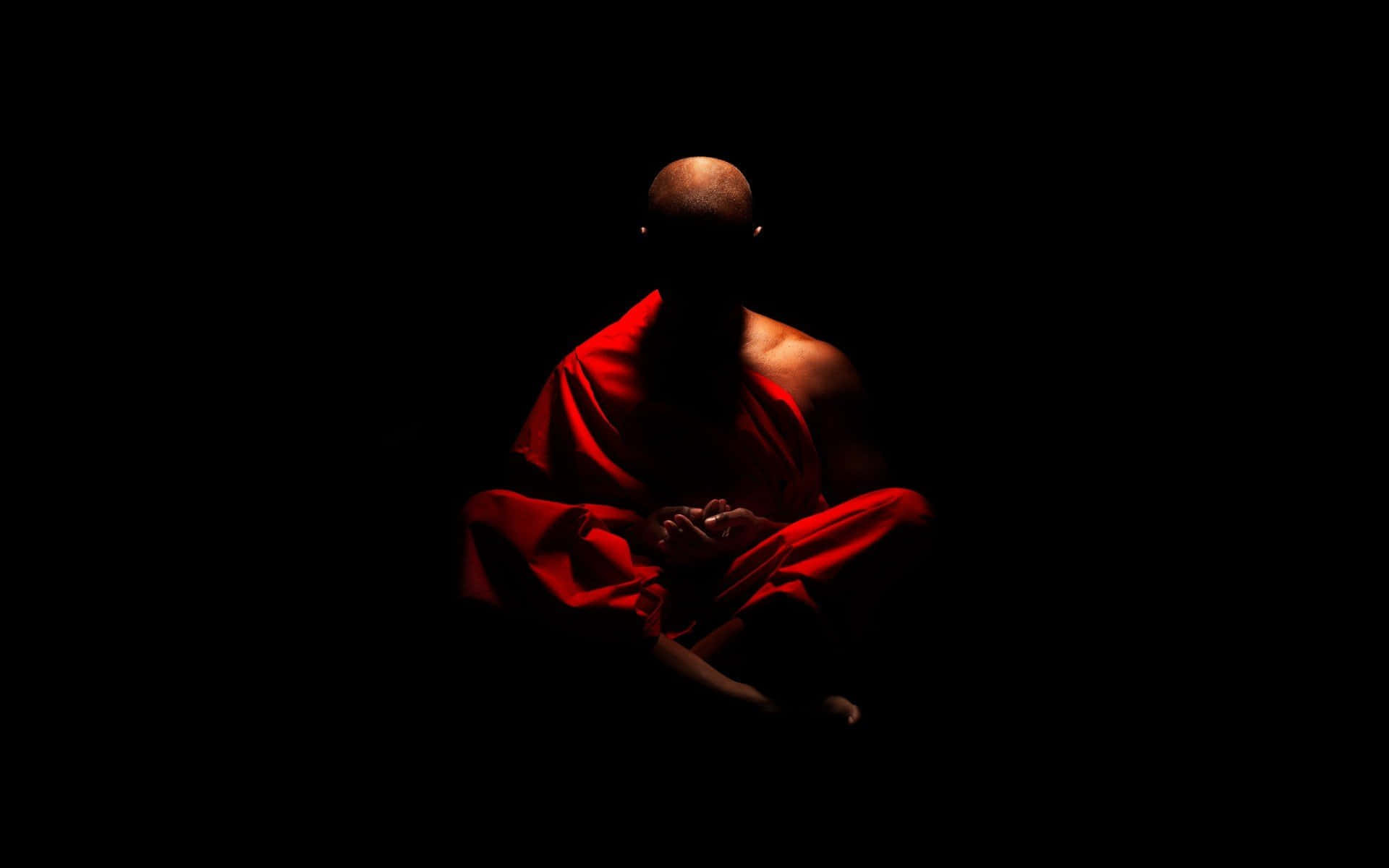 monk, red robes, black background, Full HD Desktop Wallpaper