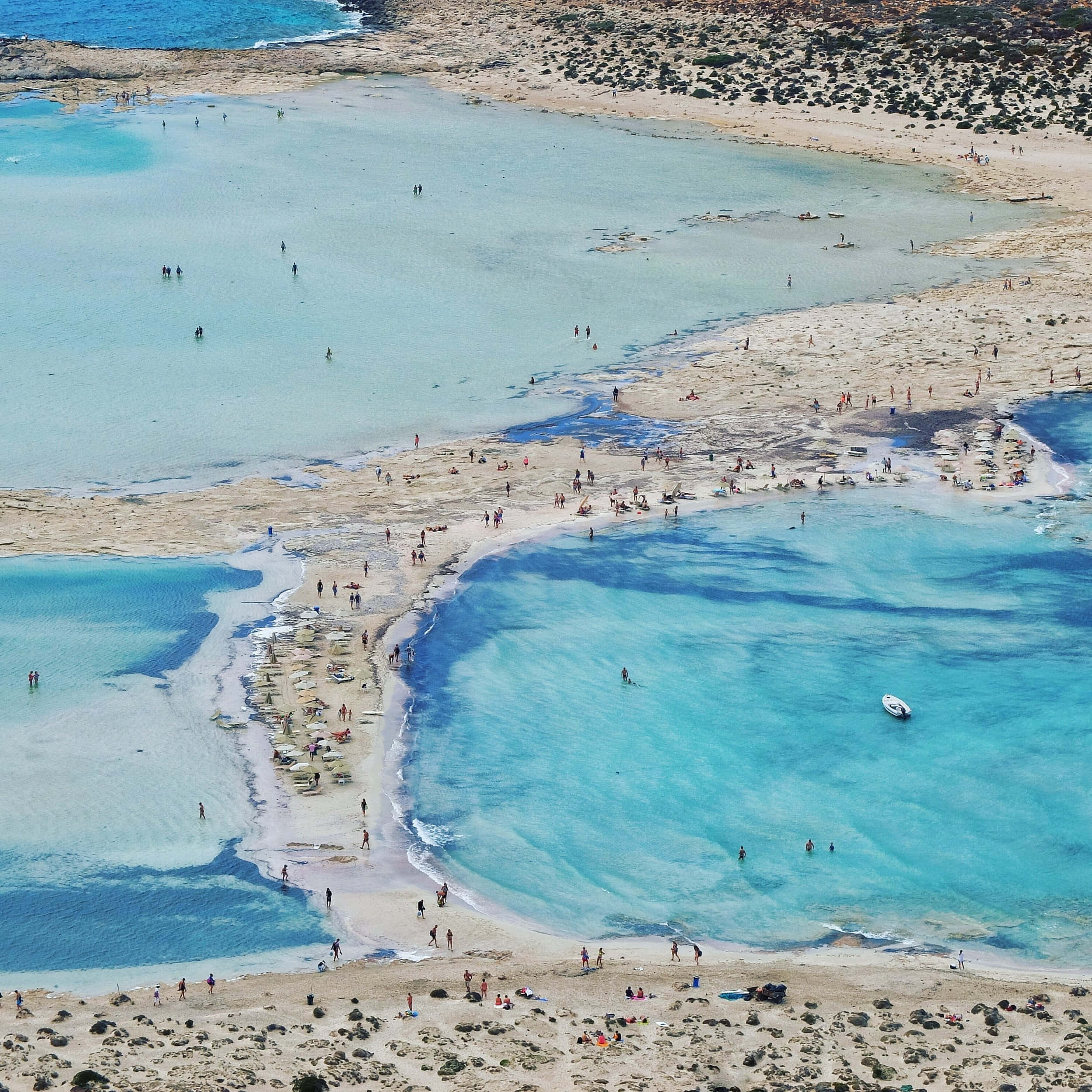 Mediterranean Beach, turquoise lagoon, sandy islets, Full HD Desktop Wallpaper