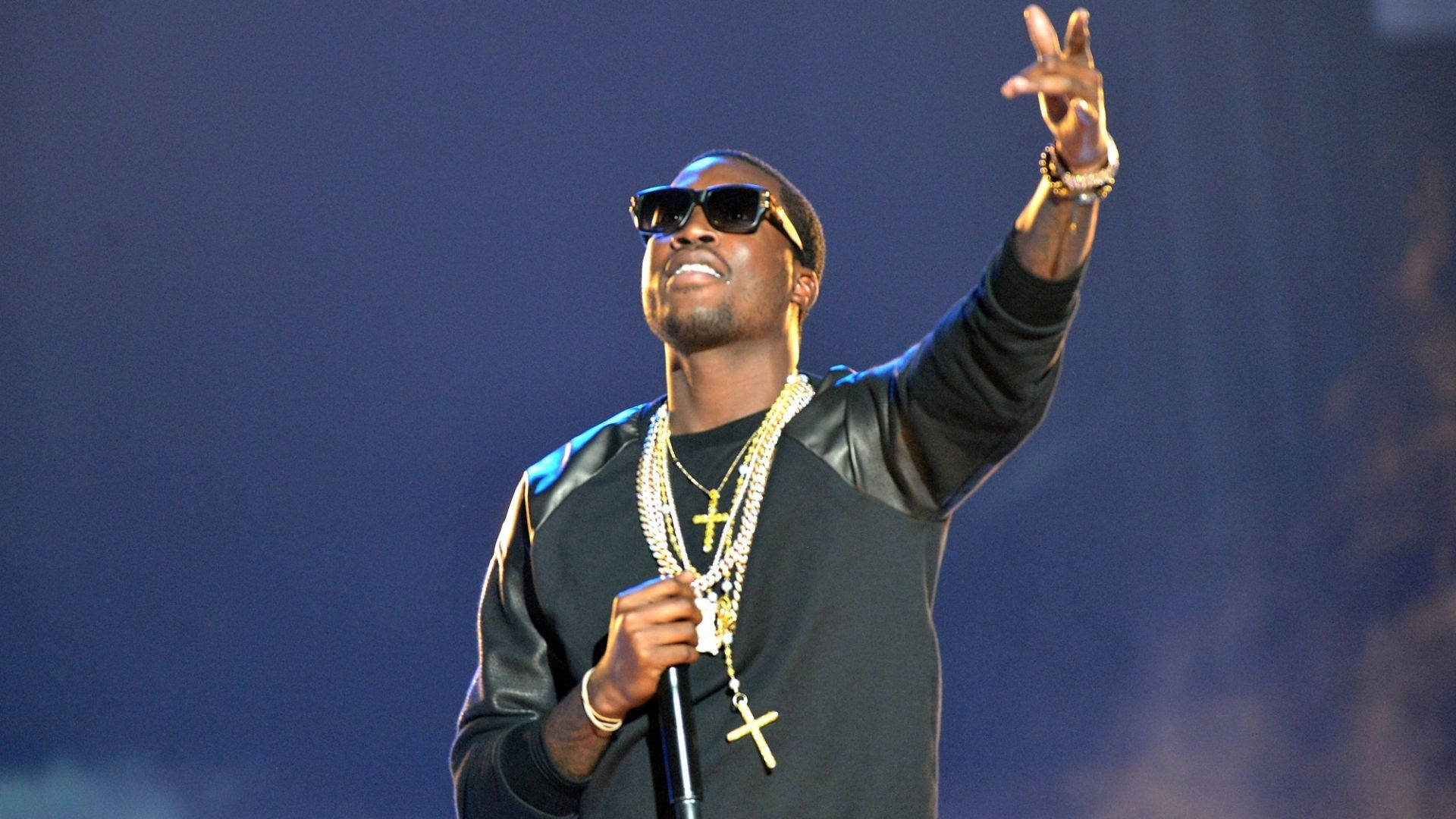 Meek Mill, sunglasses, gold chains, Full HD Desktop Wallpaper