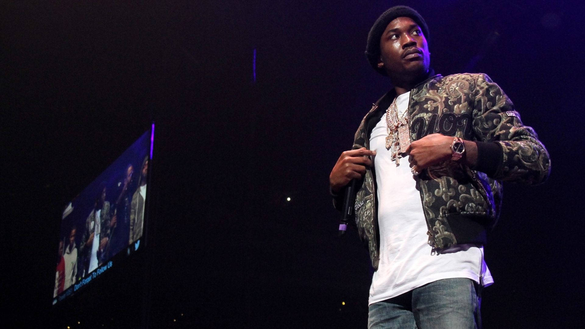 Meek Mill, patterned jacket, beanie, Full HD Desktop Wallpaper