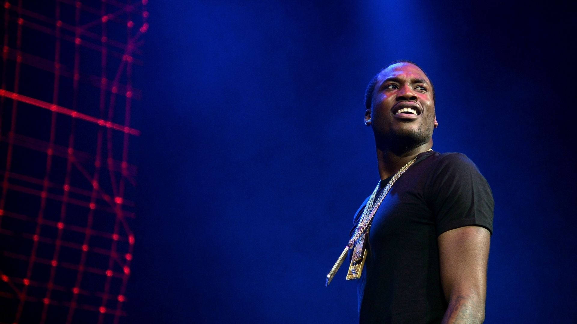 Meek Mill, stage, blue light, Full HD Desktop Wallpaper