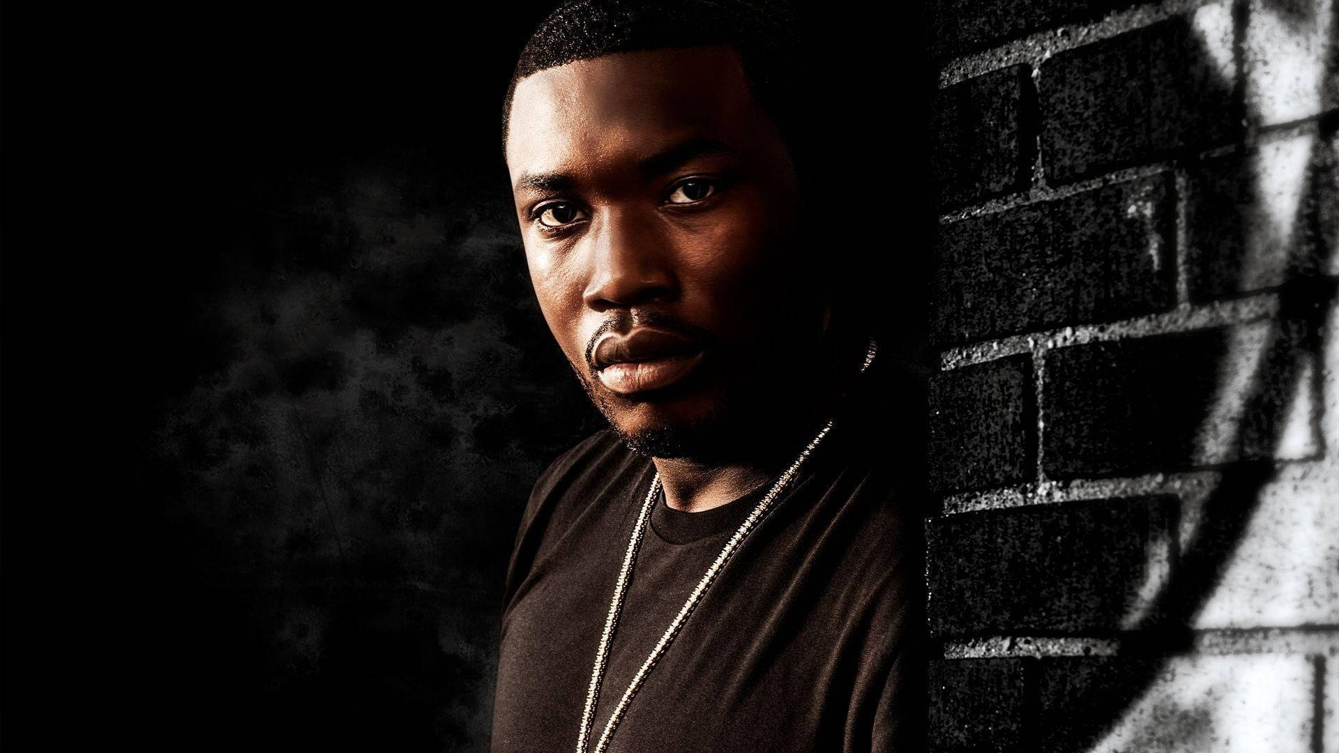 Meek Mill, brick wall, smoke, Full HD Desktop Wallpaper