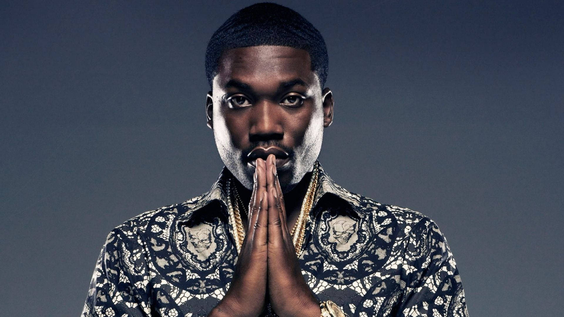 Meek Mill, dark gray background, serious expression, Full HD Desktop Wallpaper