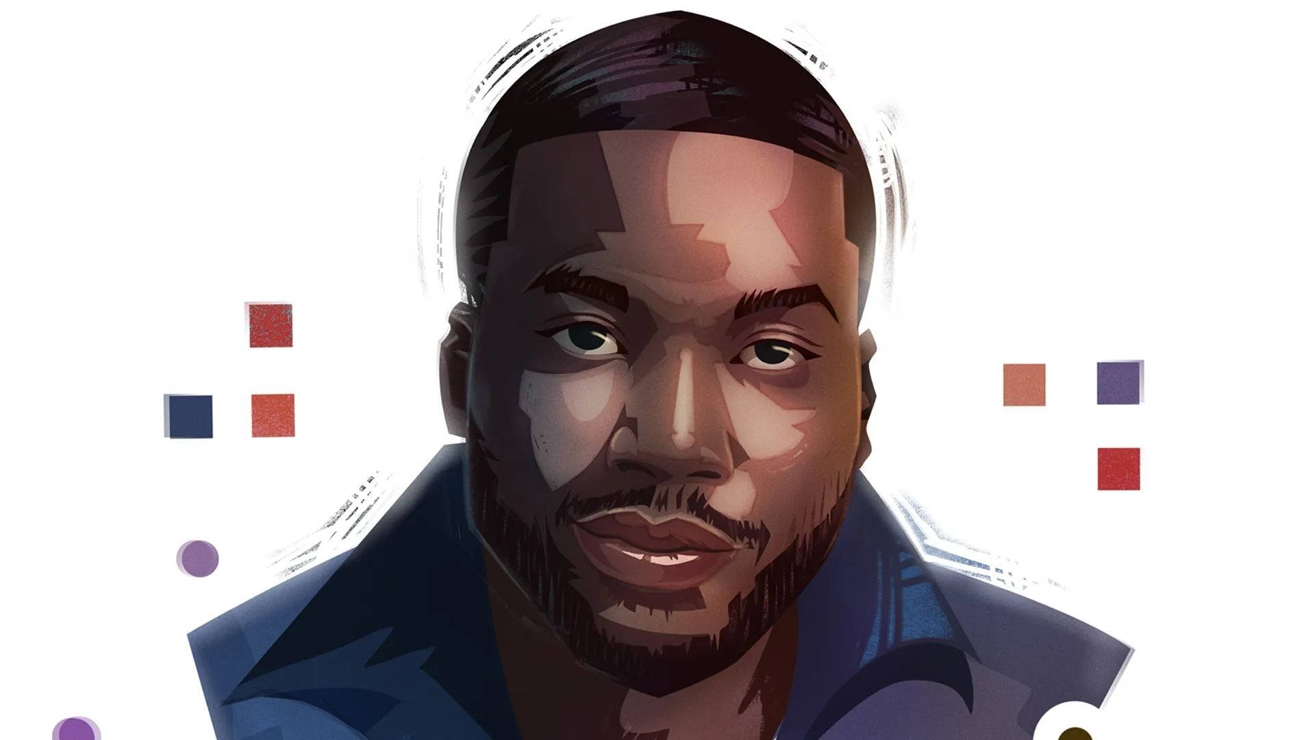 Meek Mill, digital illustration, beard, Full HD Desktop Wallpaper