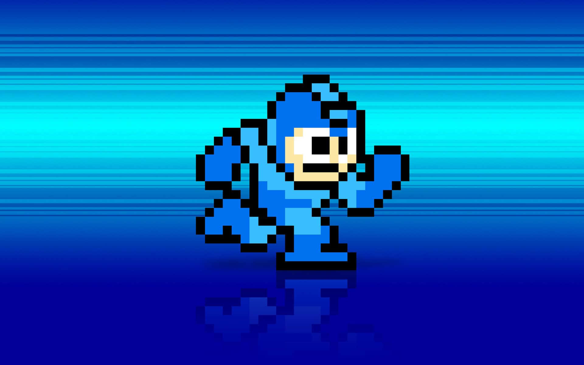 Mega Man, blue, pixelated, Full HD Desktop Wallpaper