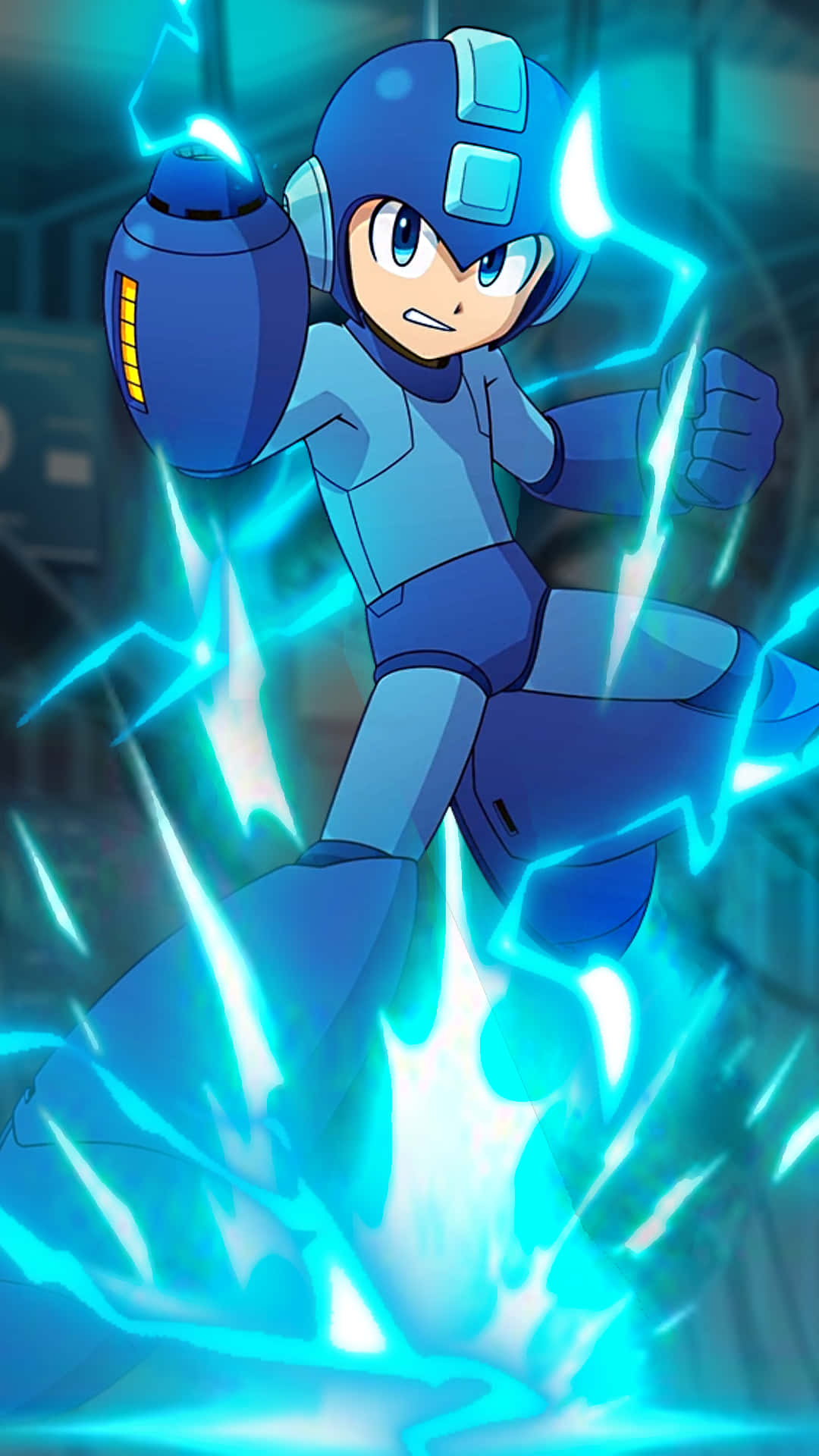 Mega Man, blue sparks, crackling blue energy, Full HD Phone Wallpaper