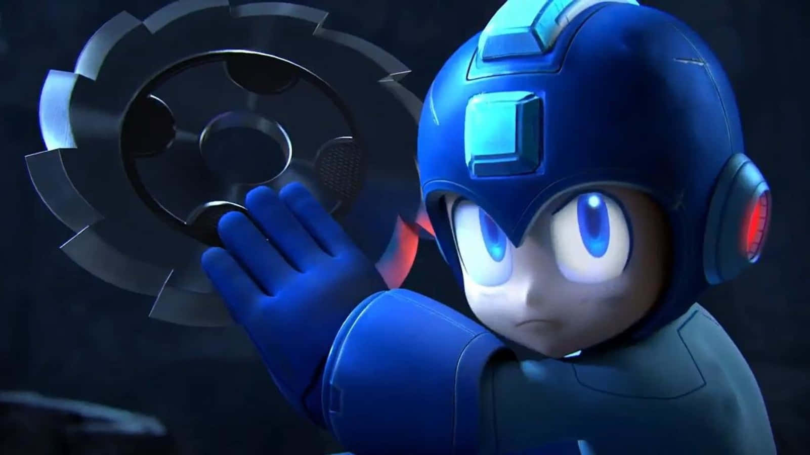 Mega Man, blue armor, spinning gear, HD Desktop Wallpaper