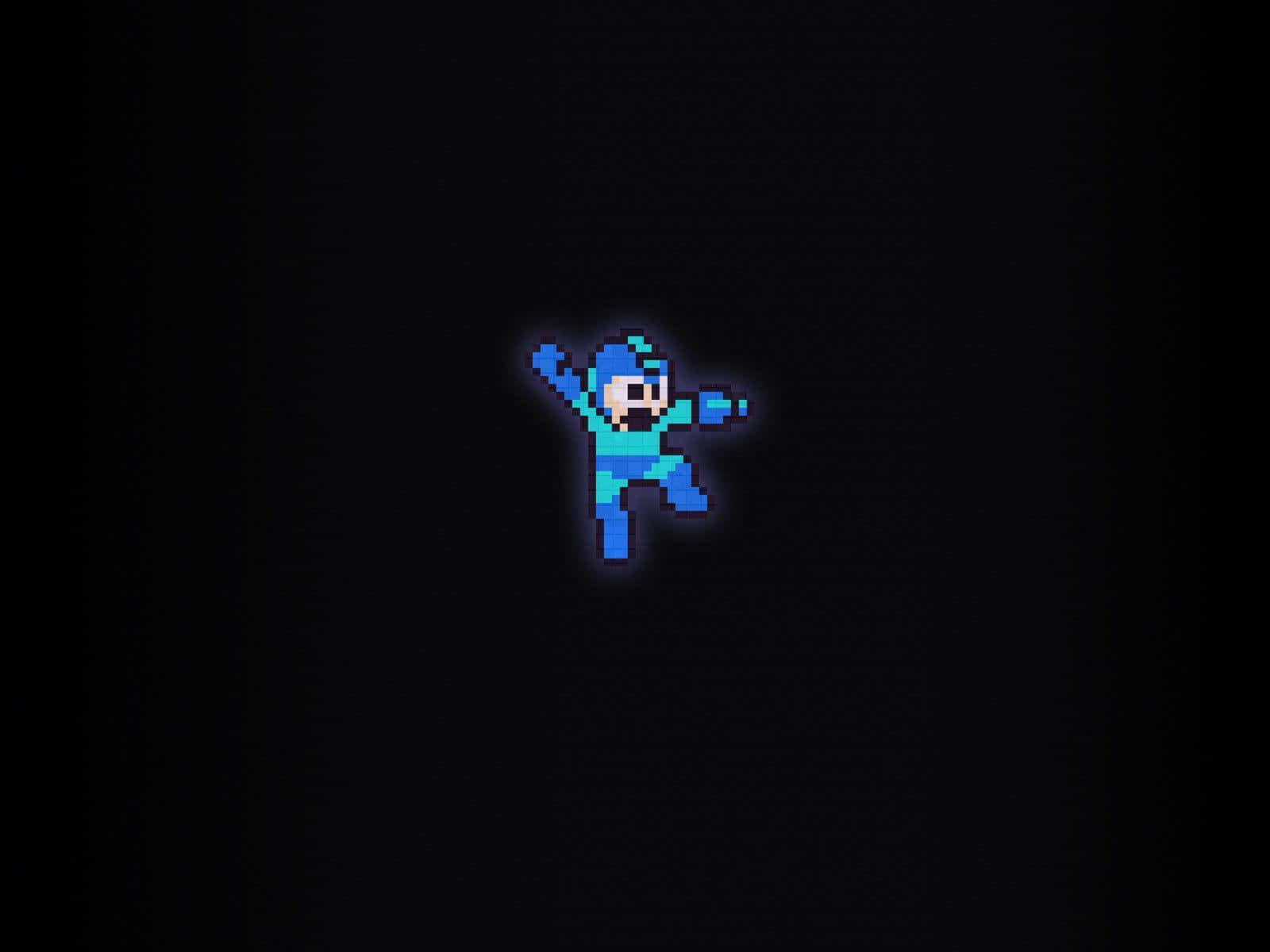 Mega Man, glowing blue, pixelated, HD Desktop Wallpaper