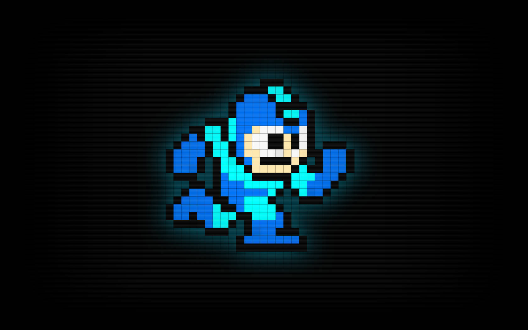 Mega Man, glowing blue, pixelated, HD Desktop Wallpaper