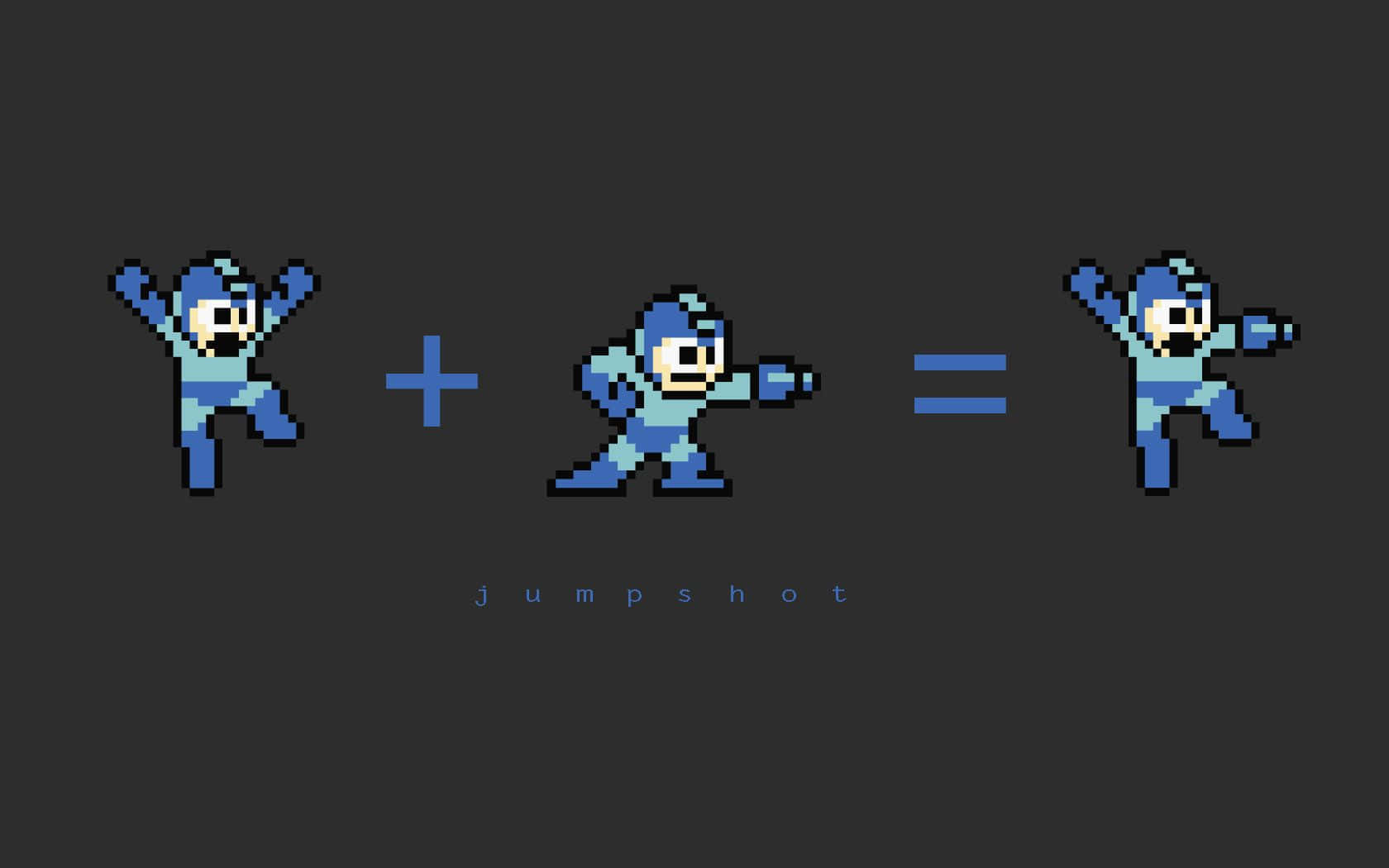 Mega Man, pixel art, jumpshot pose, HD Desktop Wallpaper