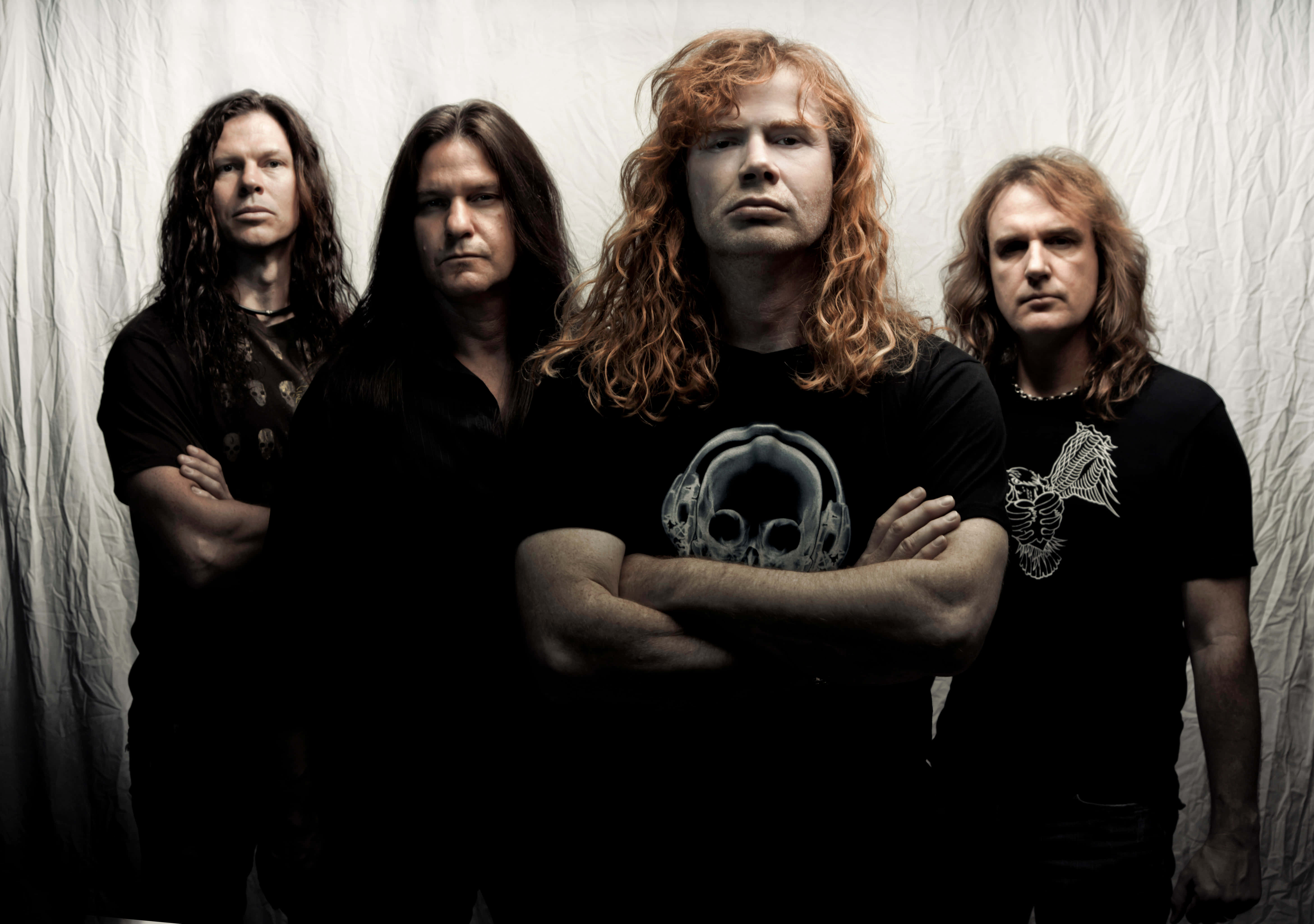 Megadeth, black t-shirts, long hair, 5K Desktop Wallpaper