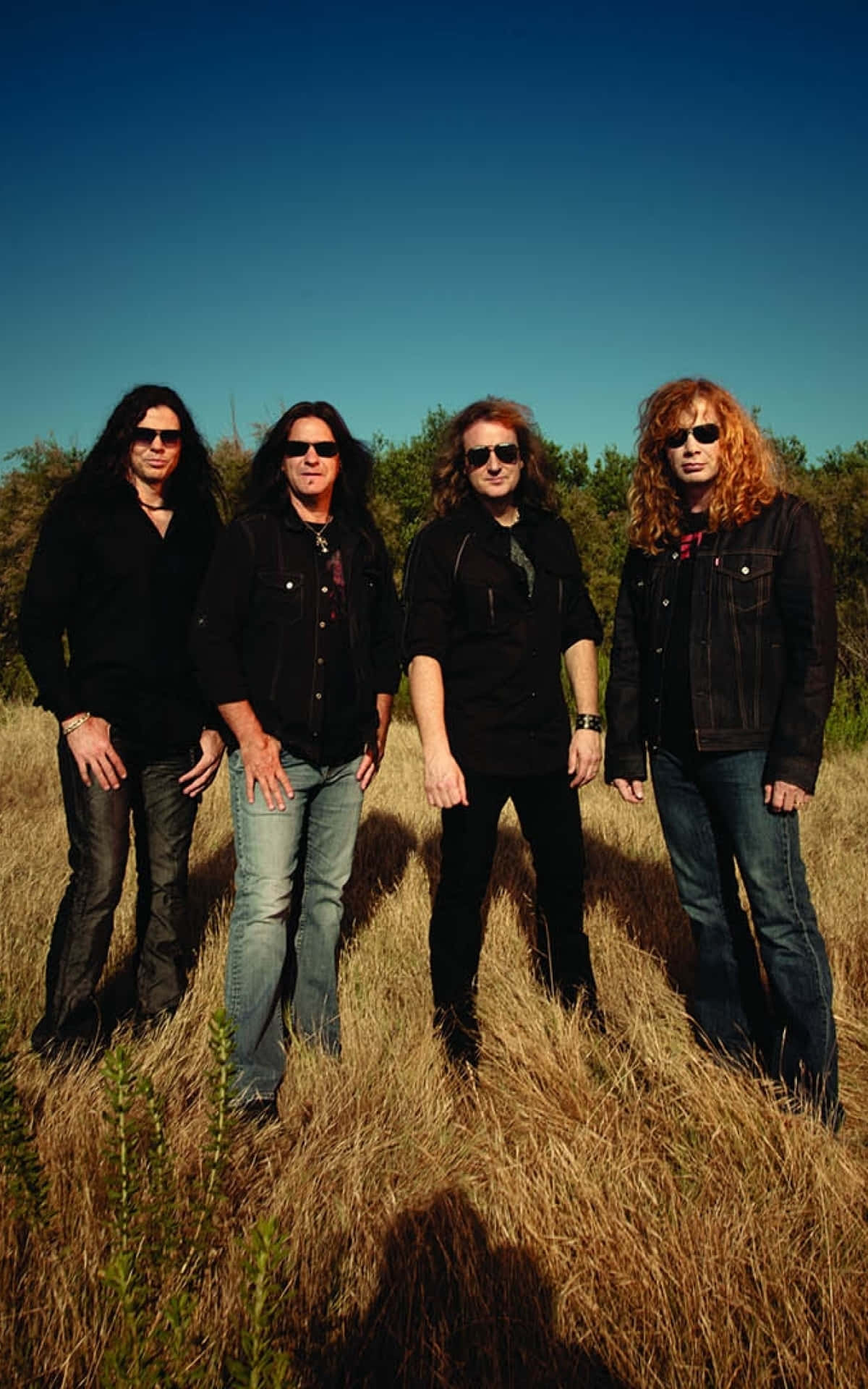 Megadeth, black jackets, sunglasses, Full HD Phone Wallpaper