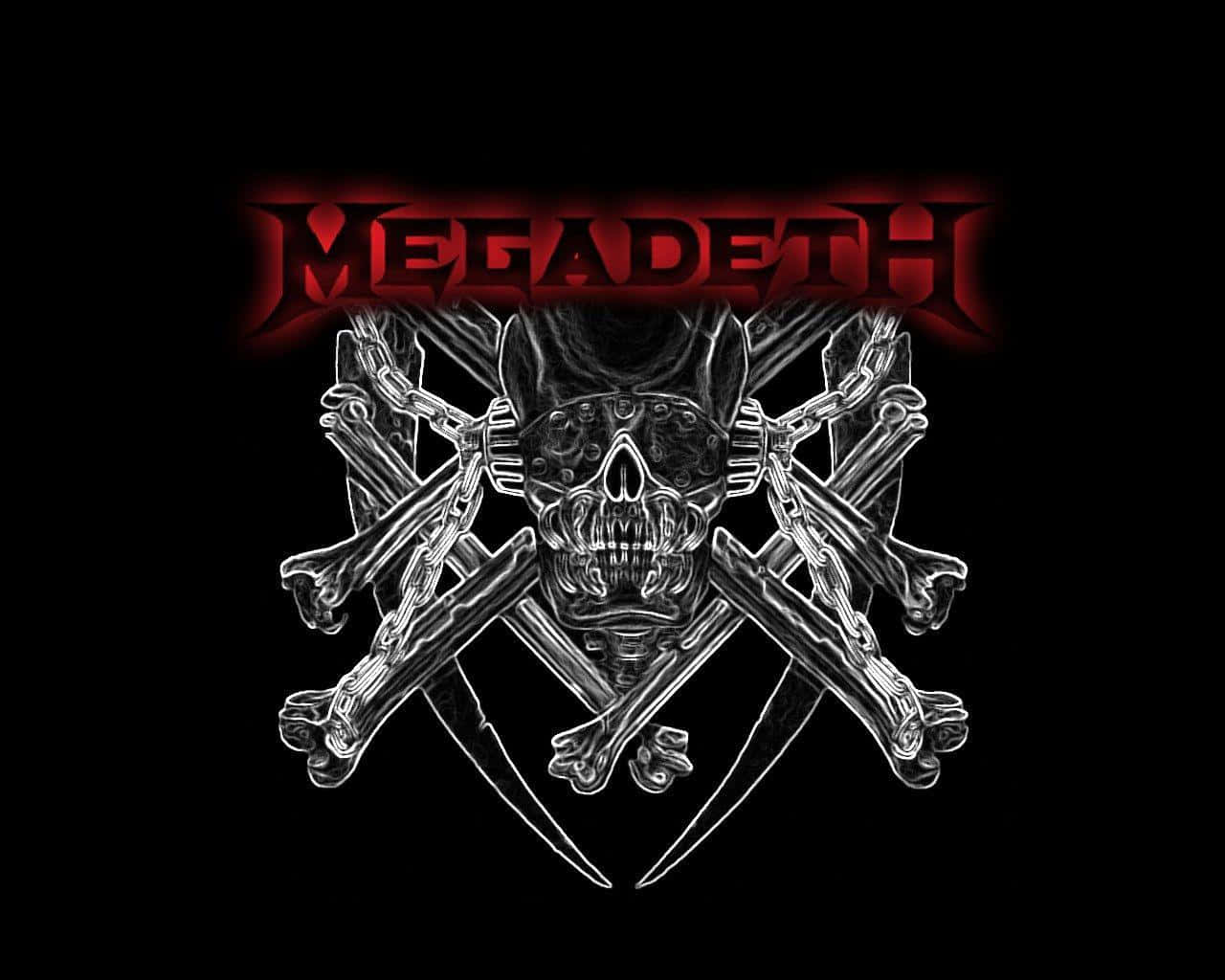 Megadeth, skull and crossbones, mechanical details, HD Desktop Wallpaper
