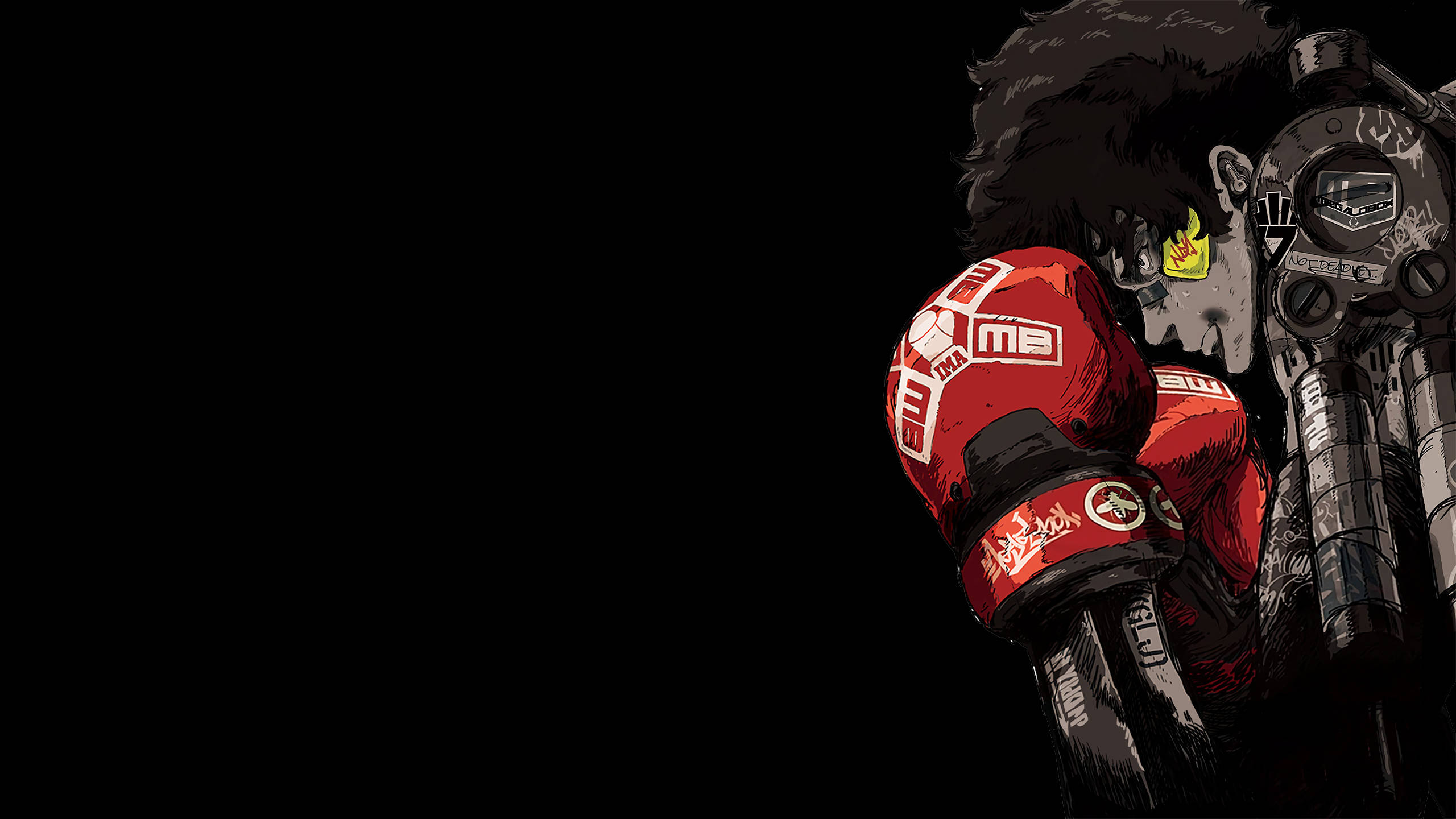 Megalo Box, black, afro hair, 2K Desktop Wallpaper