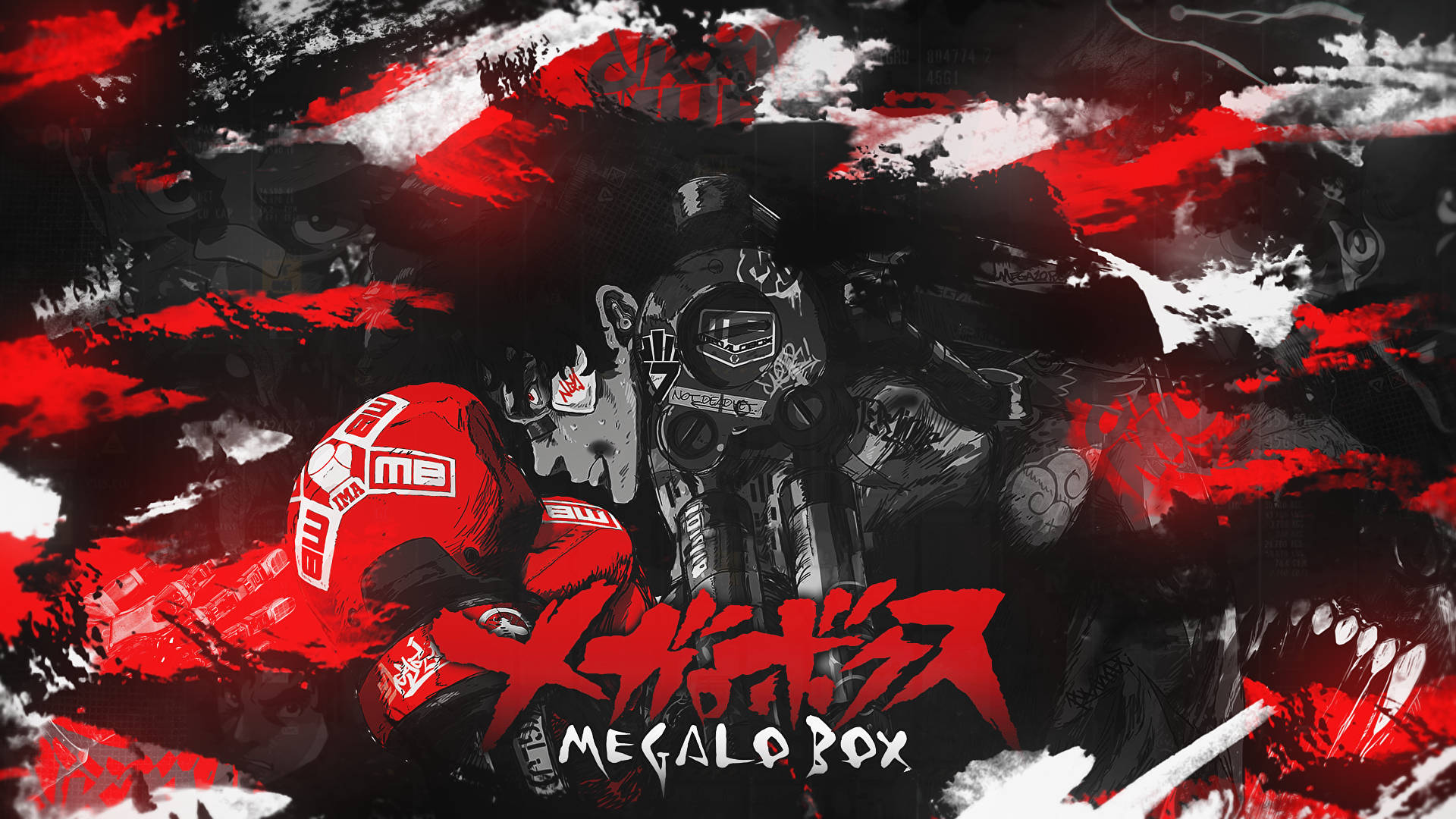 Megalo Box, red gear, masked opponent, Full HD Desktop Wallpaper