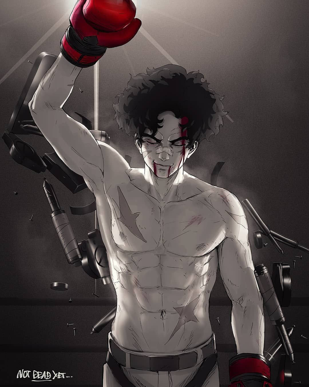 Megalo Box, victory pose, red gloves, HD Phone Wallpaper