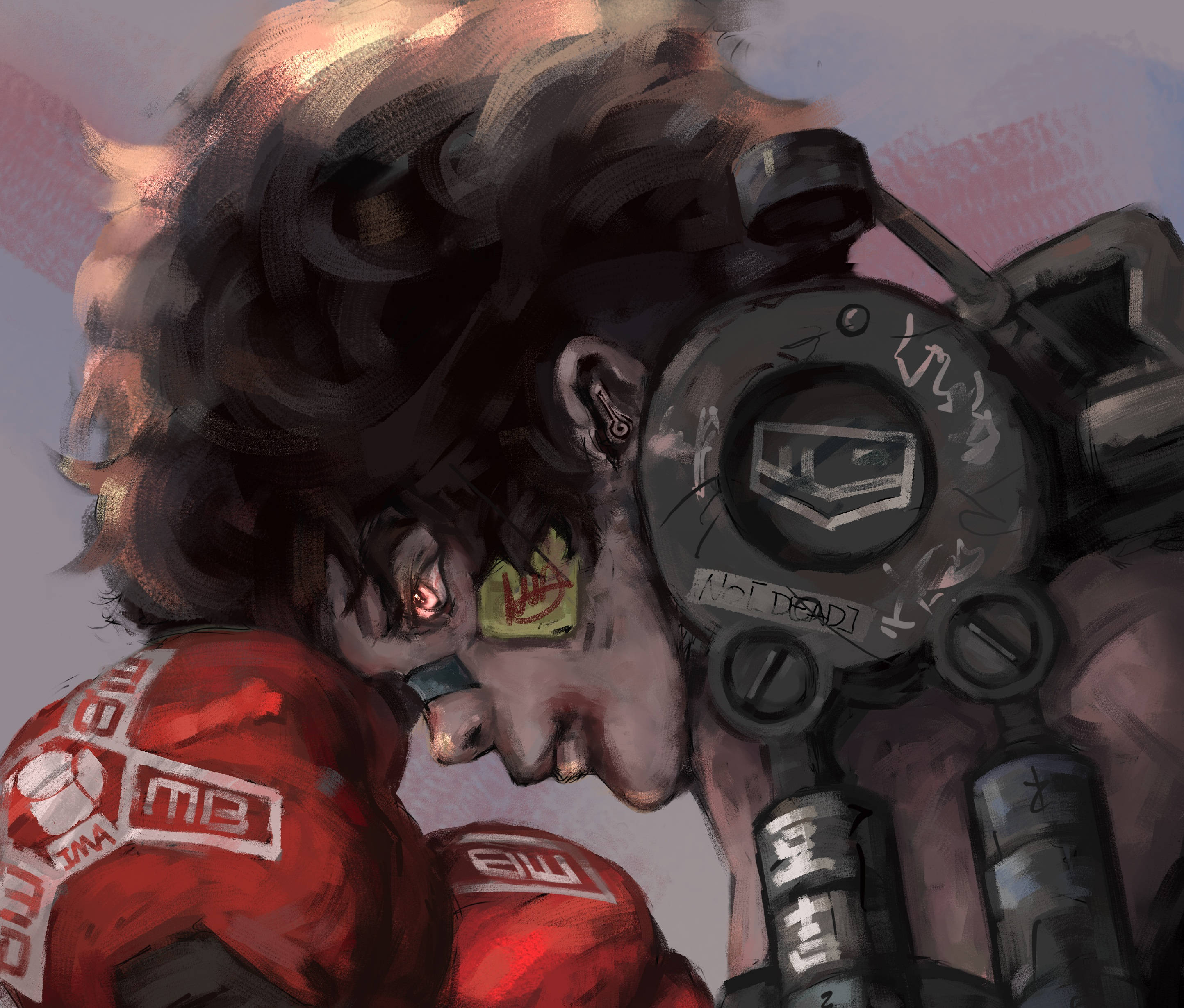 Megalo Box, cyberpunk character, wild hair, 2K Desktop Wallpaper