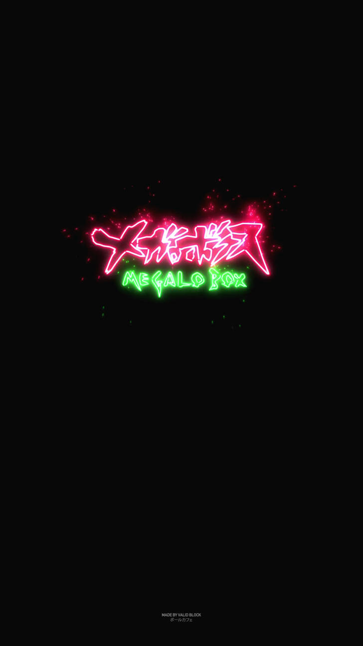 Megalo Box, neon pink, green glowing text, HD Phone Wallpaper