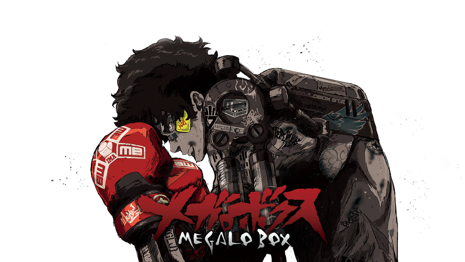 Megalo Box, red gloves, mechanical cyborg, Full HD Desktop Wallpaper