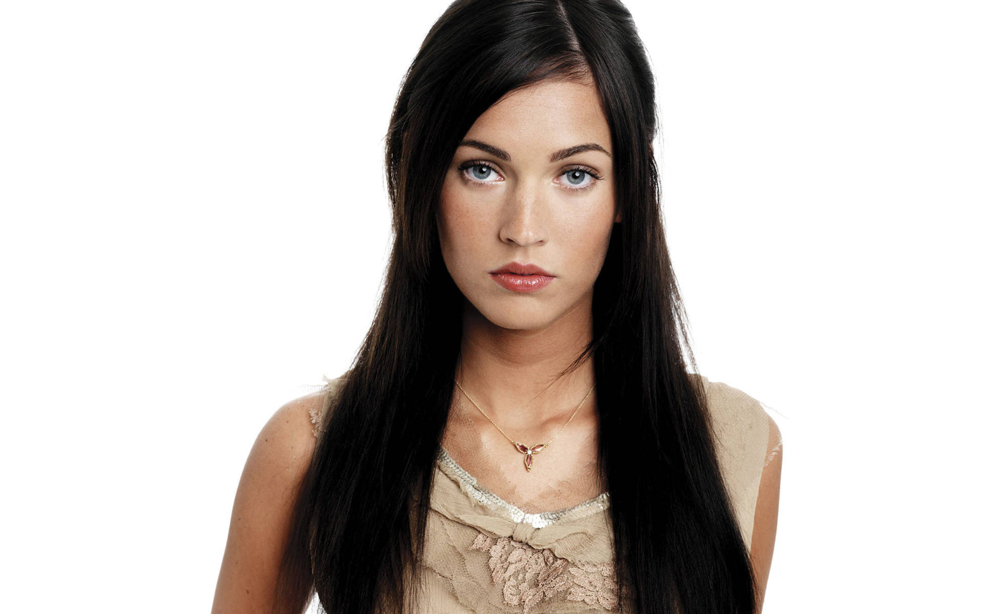 Megan Fox, long dark hair, striking blue eyes, Full HD Desktop Wallpaper