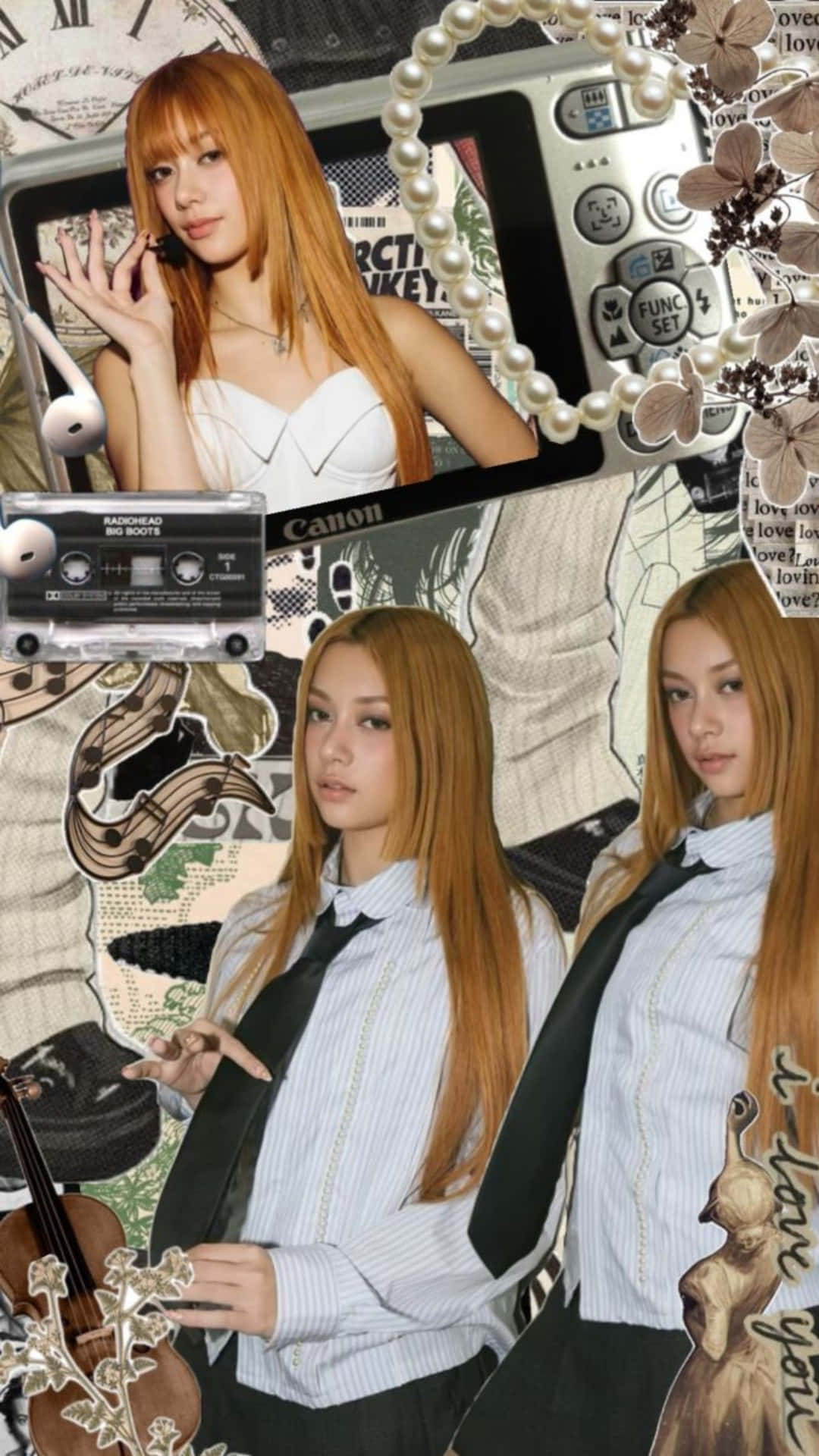 Megan Katseye, long orange hair, school uniform, Full HD Phone Wallpaper