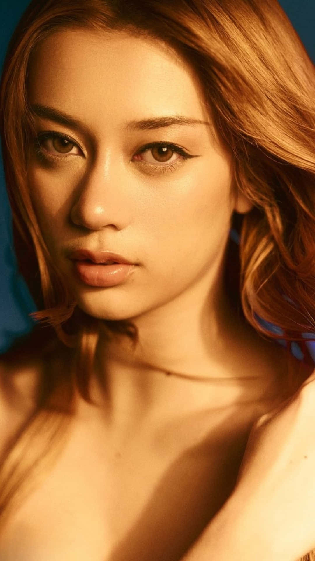 Megan Katseye, warm brown hair, defined eyes, Full HD Phone Wallpaper