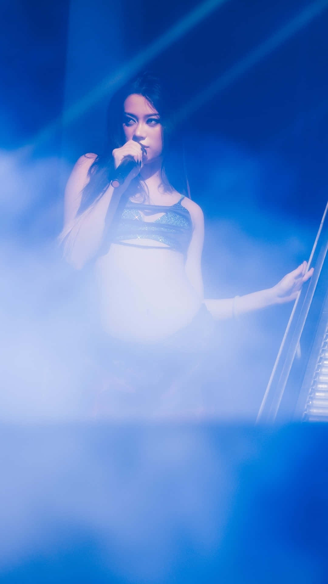 Megan Katseye, live performance, smoky stage, Full HD Phone Wallpaper