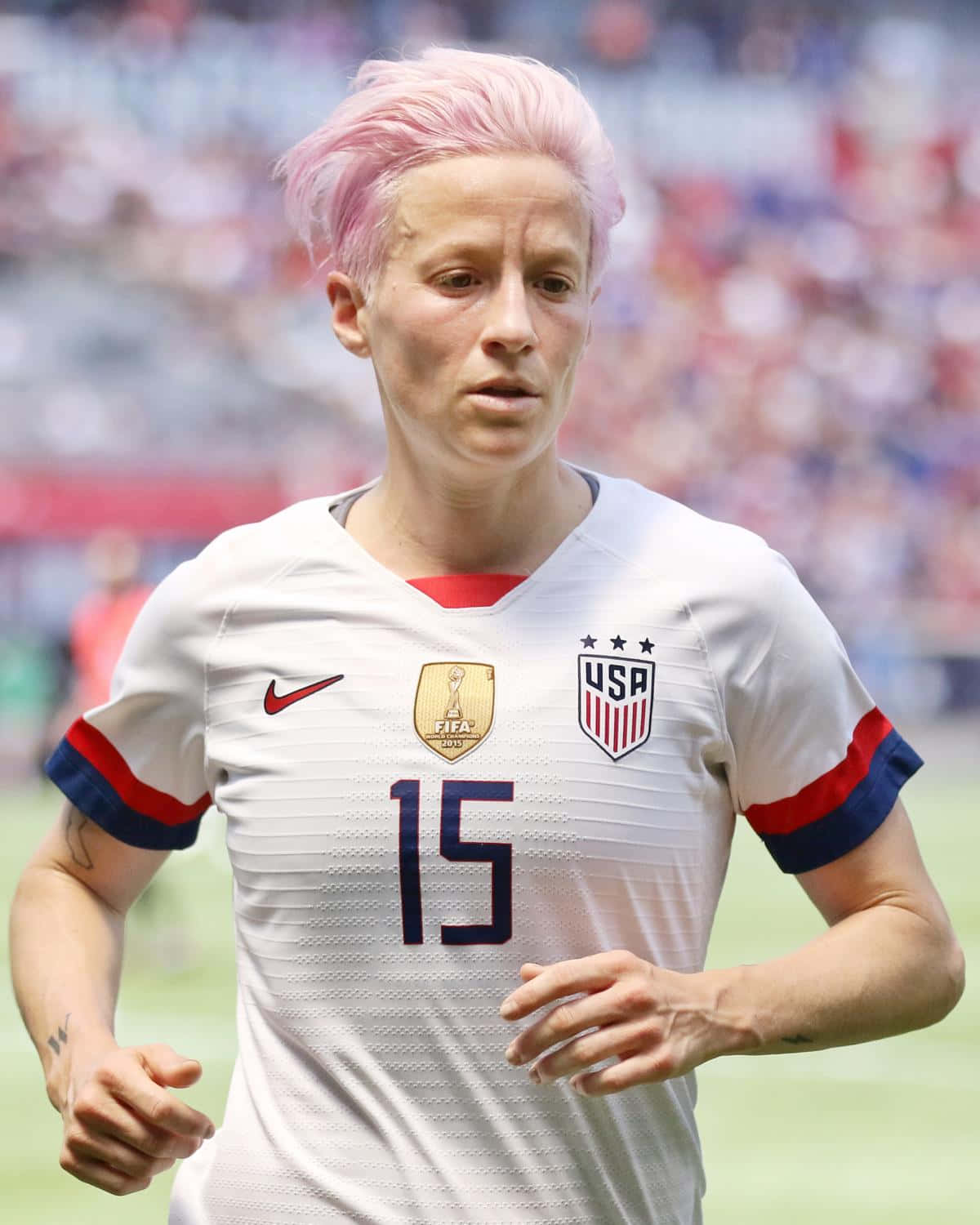 Megan Rapinoe, pink hair, white USA jersey, HD Phone Wallpaper