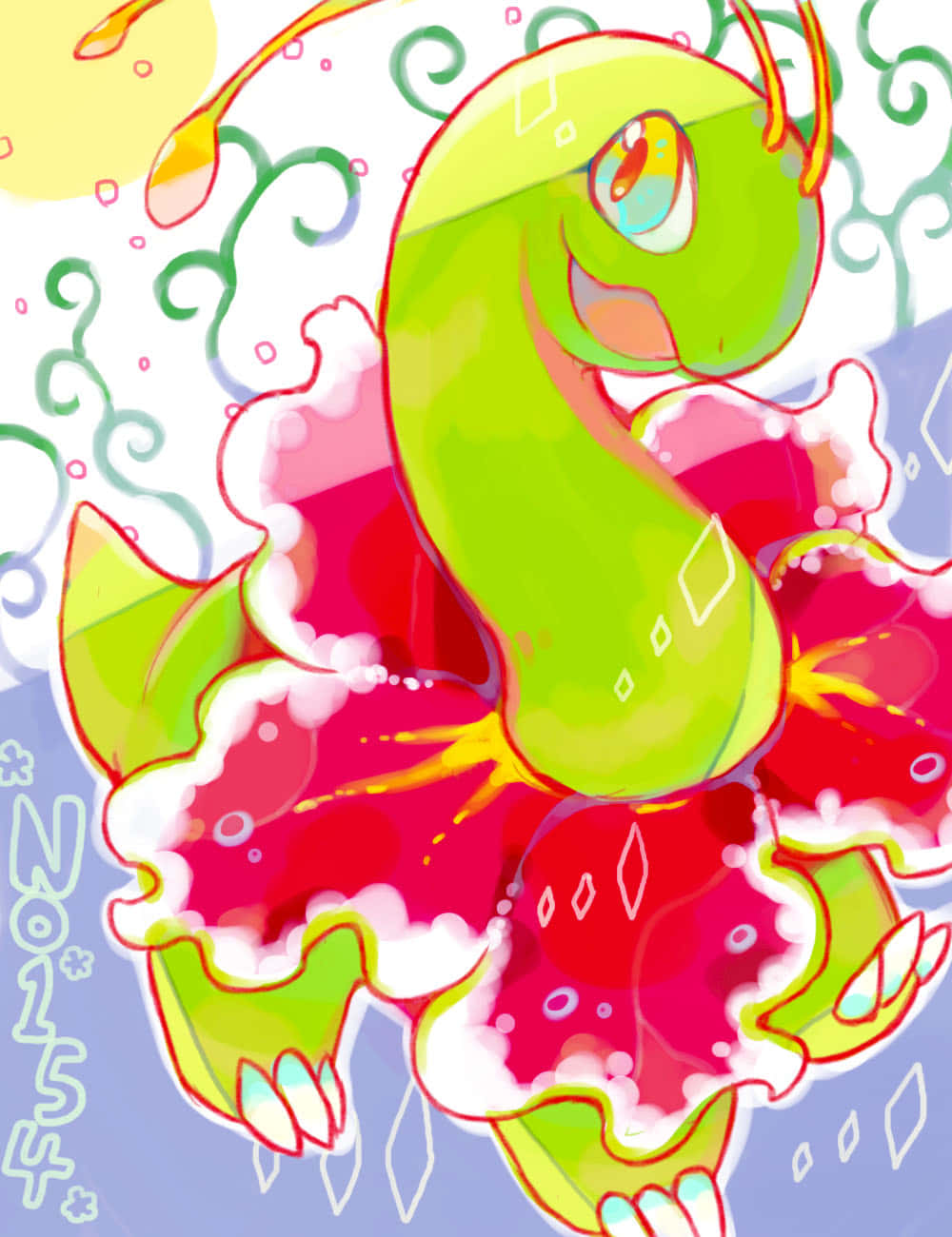 Meganium, anime-style, vibrant green, HD Phone Wallpaper